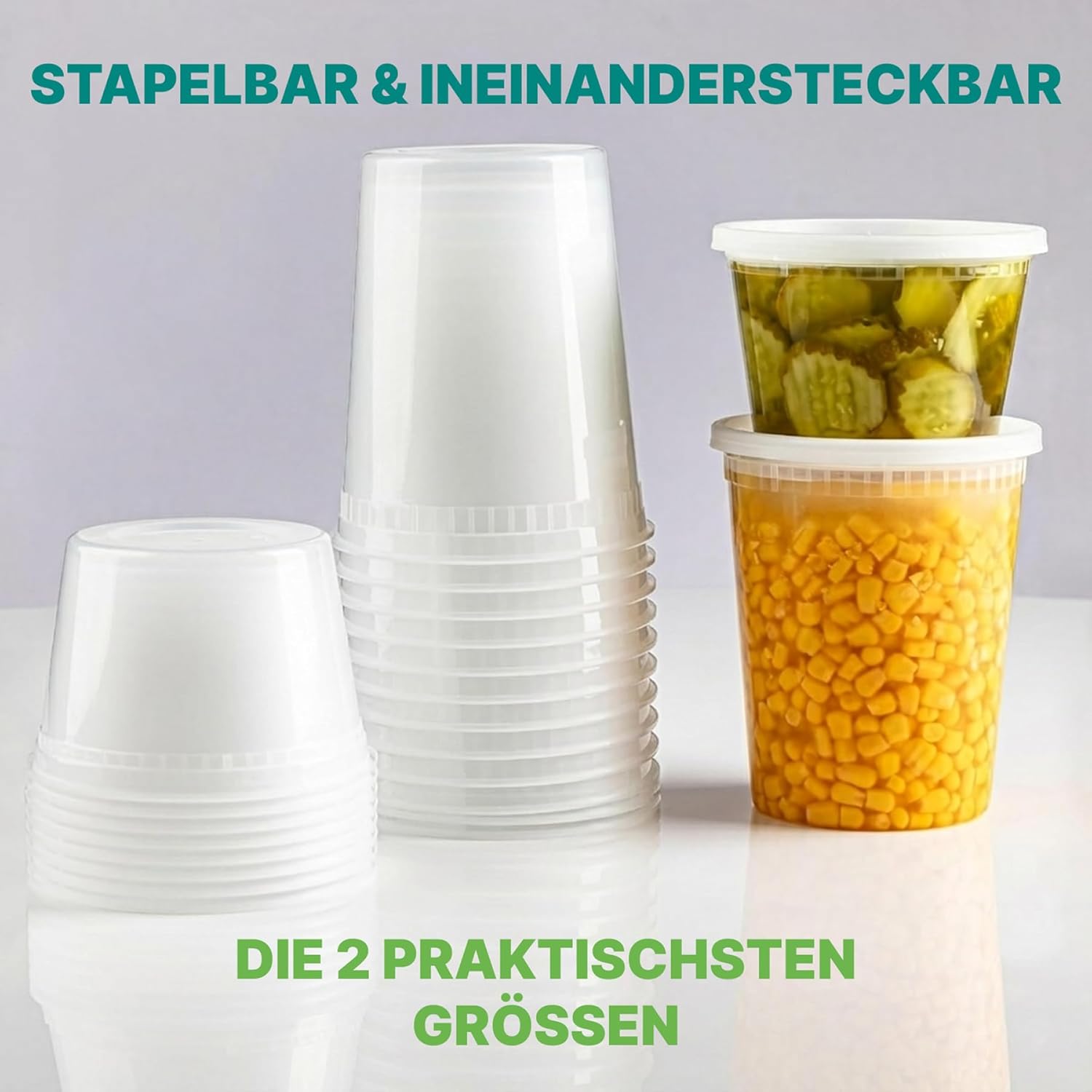 Luftdichte Vorratsdosen mit Deckel von JoyServe – 48 Sets mit 54 Deckeln, 24 Vorratsgläser mit 32 Unzen und 24 mit 16 Unzen Fassungsvermögen, Frischhaltedosen mit Deckel, BPA-frei, spülmaschinen- und mikrowellenfest – Bild 3