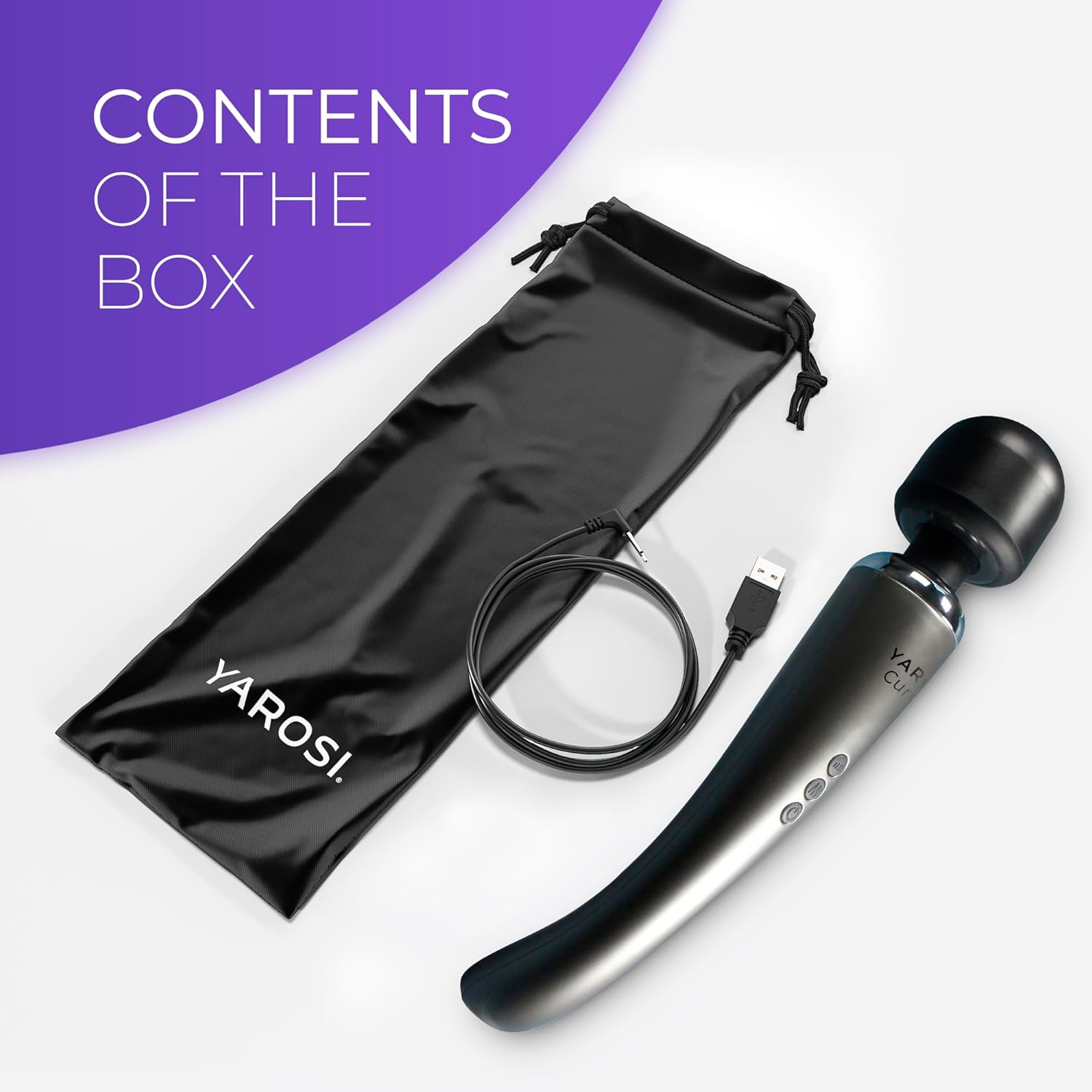 Yarosi Kabelloser Massagestab – stärkste therapeutische Vibrationskraft – stressfrei – am besten bewertete Muskelschmerzen und Erholung entsprechend Ihrem Sportprogramm – USB – Kurve – Silber – Bild 5