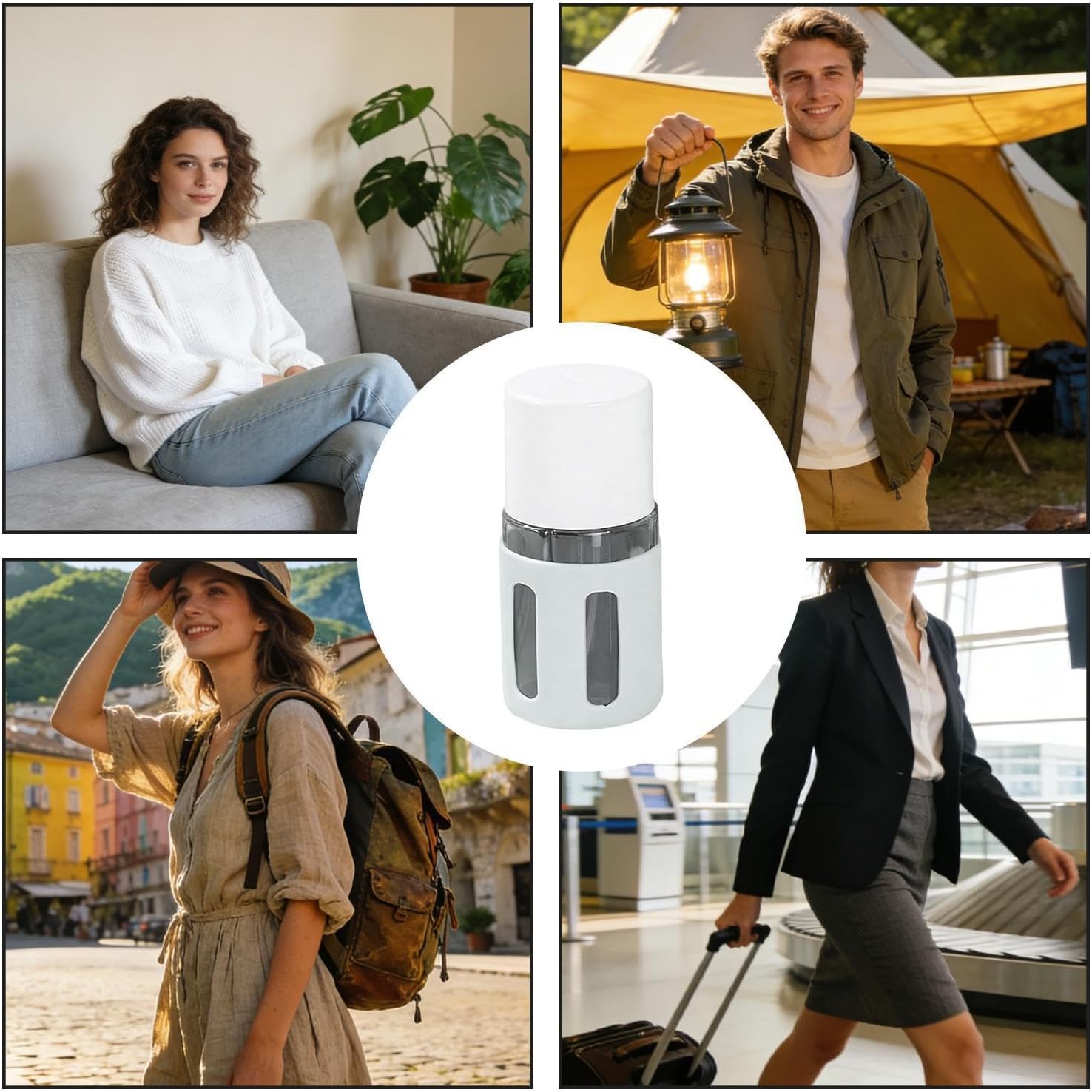 Flaschen für Toilettenartikel, 4-in-1, tragbar, wiederaufladbar, mit Zerstäuber, nachfüllbare Flaschen für persönliche Hygieneprodukte, für Camping, Outdoor, Reisen, Urlaub, Ho – Bild 4