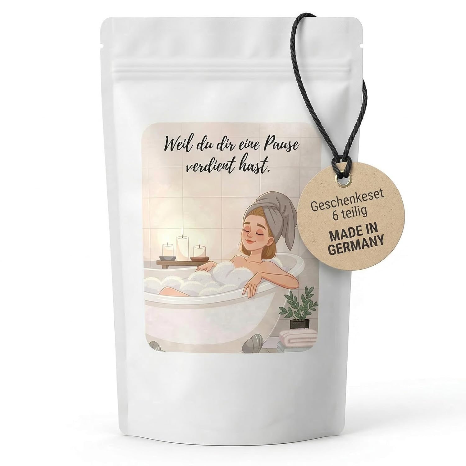 Wellness-Geschenkset für Frauen, 6-teiliges Geschenksäckchen mit Badezusatz, Duftkerze und mehr, Geschenk für Mama, Frau, Schwester & Freundin, Entspannung für Frauen, Geschenkbox, Geschenkbox zum Geburtstag
