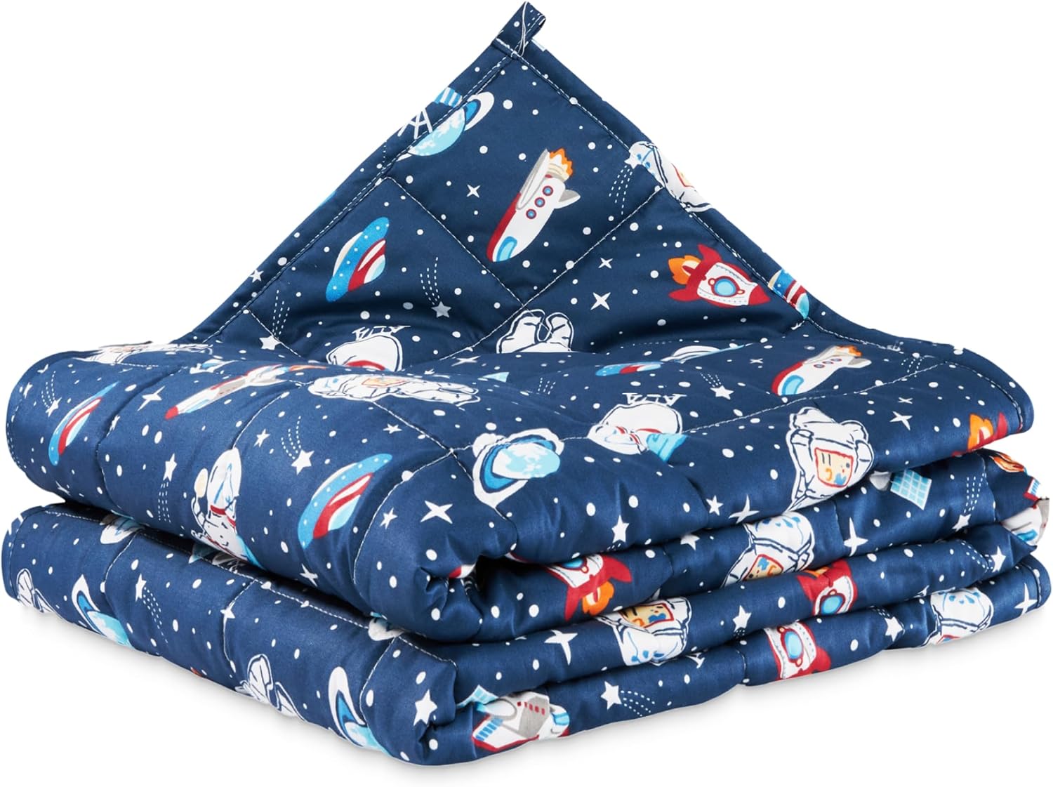4FIZJO Gewichtsdecke Kinder 4 kg 100 x 150 cm, Therapiedecke zum Stressabbau & Angstzustände, hypoallergene Glasperlen, weiche & kühlende Polyester-Außenschicht, für Kinder von 25-40 kg, Dunkelblau