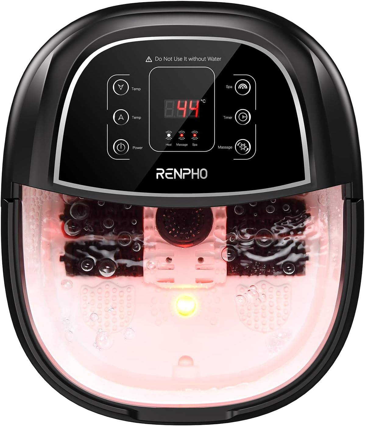 RENPHO Fußbad mit Massagefunktion, Geschenke für Männer, elektrisches Fußbad-Massagegerät mit Timer, Fußbad mit Massage mit Temperatureinstellung, Fußmassagegerät, Schwarz + Weiß