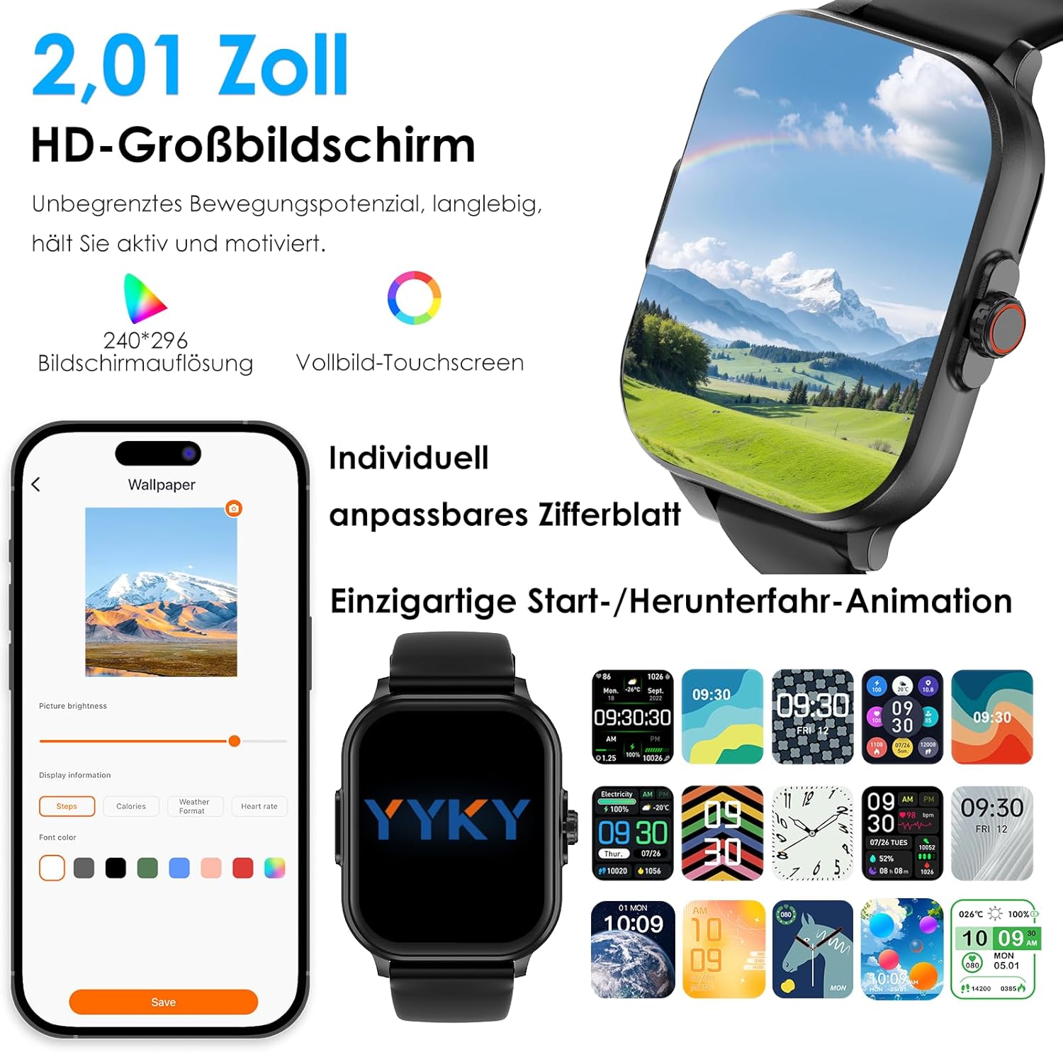 YYKY Smartwatch 2.1 Wasserablauf-Smartwatch mit SOS-Funktion – Bild 8