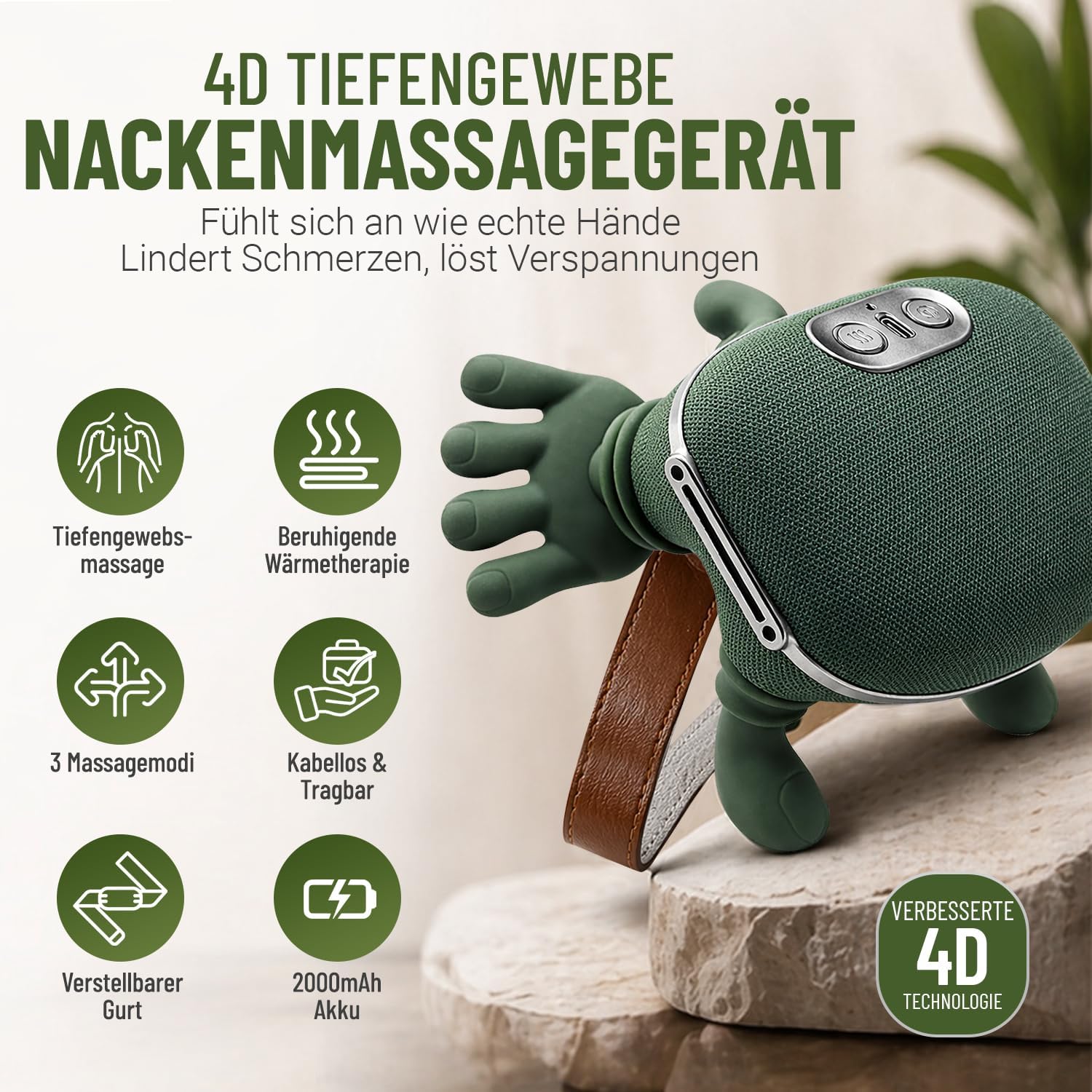 BeFit24 Nackenmassagegerät 4D mit Wärme, kabellos, Tiefengewebsmassagegerät für Nacken, Schulter, Rücken, wirksam gegen Schmerzen & Verspannungen, ideal für Büro, Zuhause & Geschenk – Bild 7
