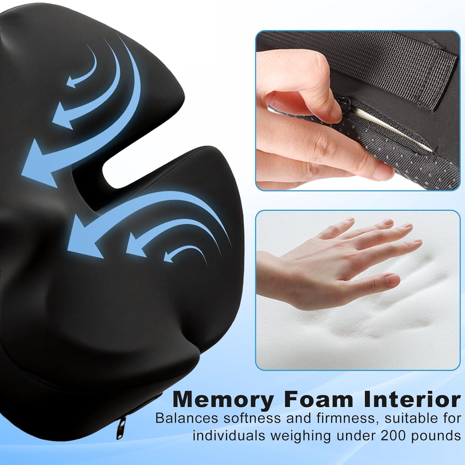 Orthopädisches Sitzkissen, ergonomisches Sitzkissen orthopädisch für Bürostuhl & Auto, Steißbeinkissen-Entlastung, bequemes Sitzkissen, Memory-Schaum-Steißbeinkissen für Sofa, Büro & Rollstuhl – Bild 5