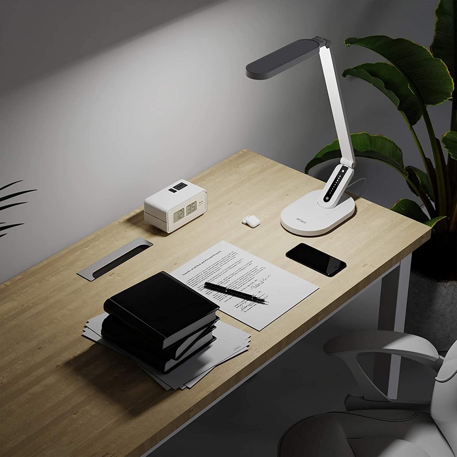 JKSWT Schreibtischlampe, für die Augenpflege, dimmbare Tischlampe mit 5 Farbmodi, 72 LEDs mit USB-Ladeanschluss, Touch-Steuerung und Speicherfunktion, Bürolampe – Bild 10