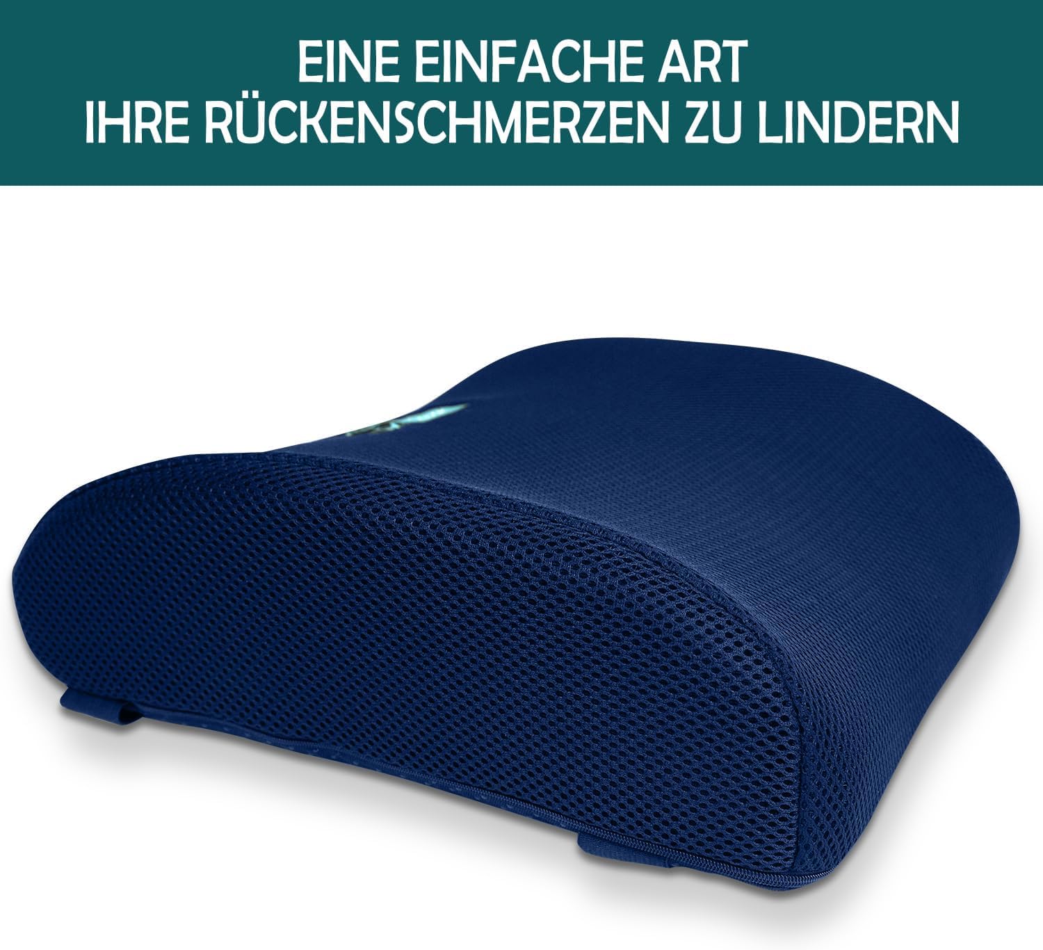 Blaues ergonomisches Rückenkissen lindert und beugt Rückenschmerzen vor – Memory-Schaum-Lendenkissen für Büro, Rollstuhl, Zuhause (Marineblau) – Bild 2