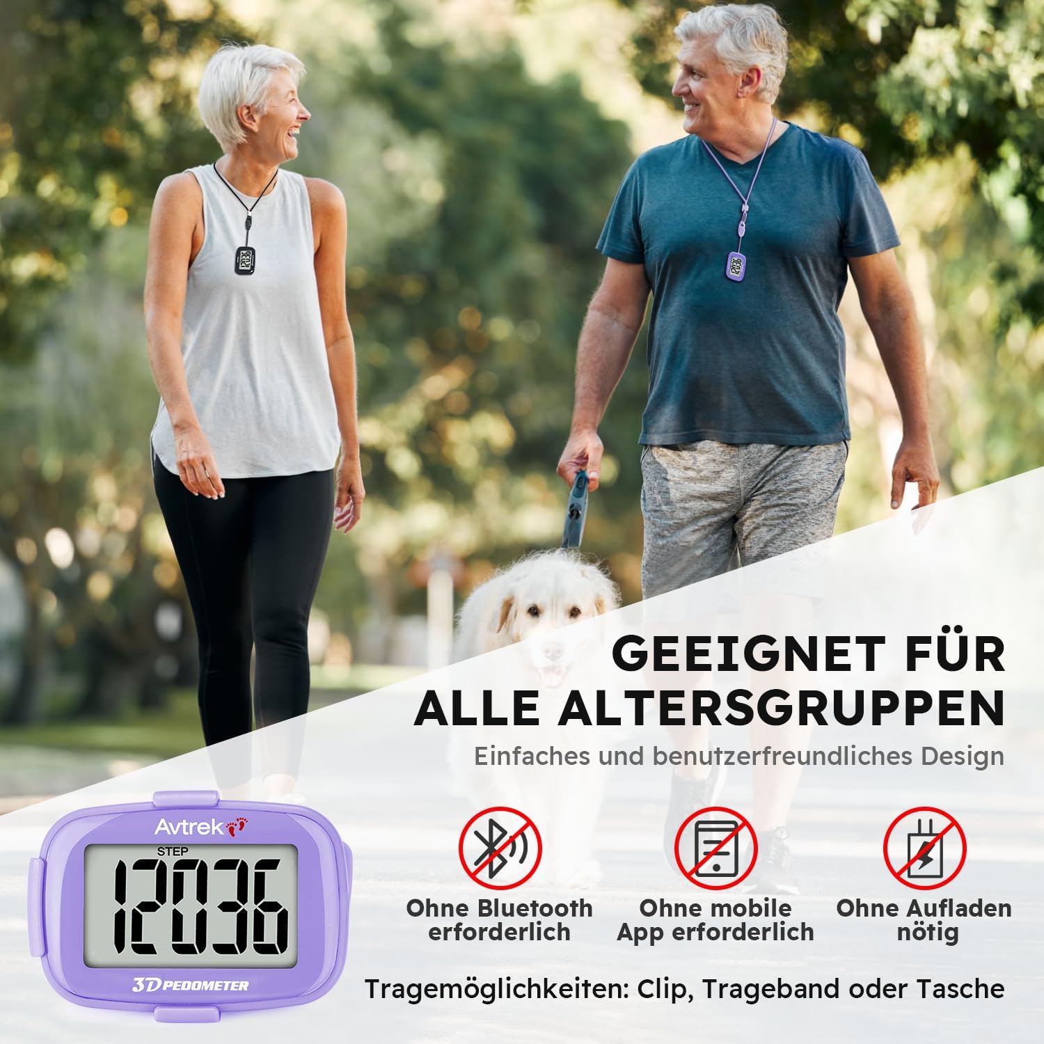 AVTREK Präziser 3D-Schrittzähler, Mini-Schrittzähler zum Gehen oder Laufen im Freien, Wanderaktivitäten – Bild 6