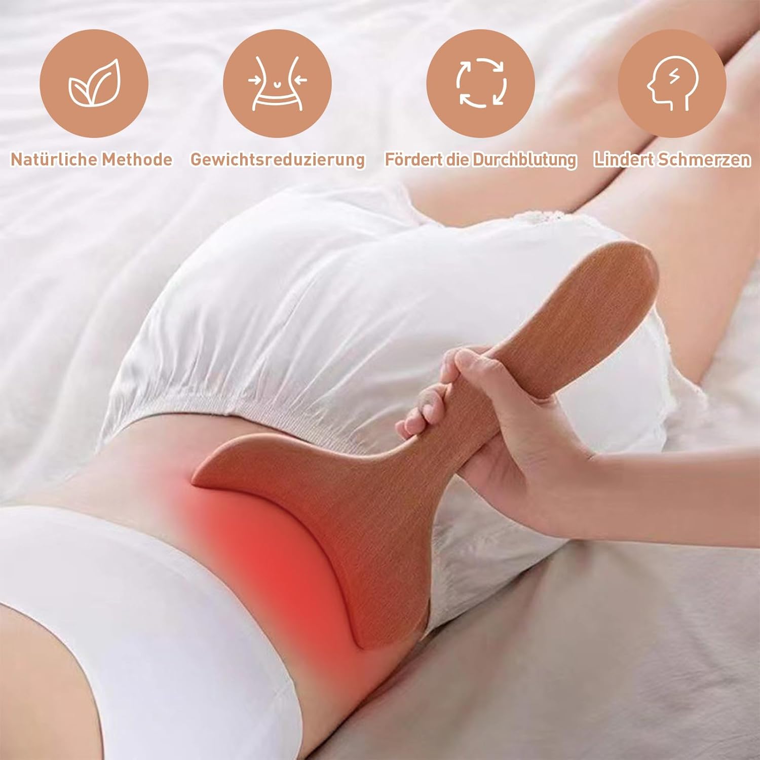 Faszienrolle Holz-Massagerolle mit Griff, Lymphdrainage Cellulite-Massagegerät, 4 Stück Maderotherapie-Holz für Rücken, Nacken, Beine & Lymphdrainage, Massagerolle zur Muskelentspannung – Bild 2