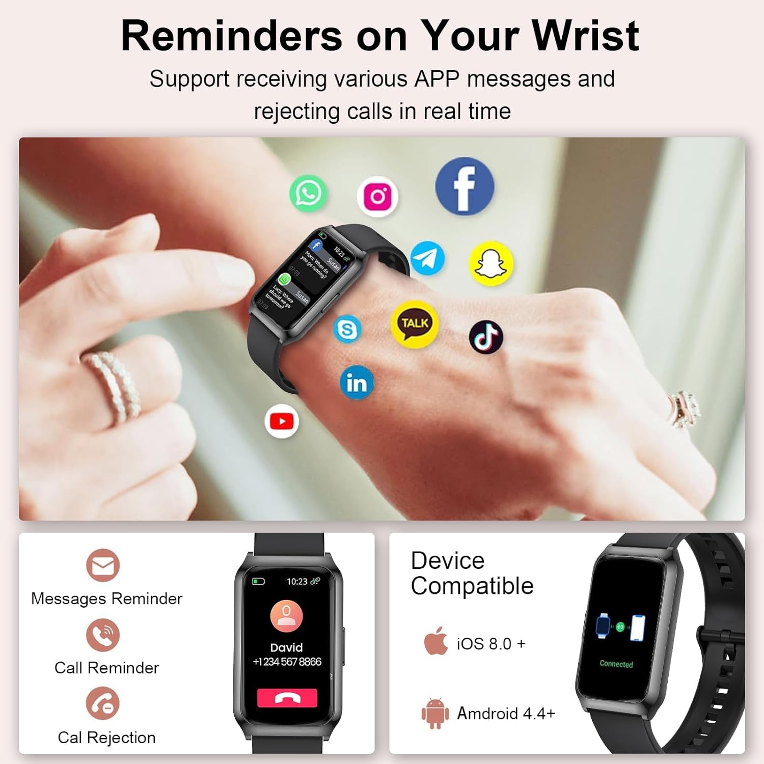 Smartwatch Herren Damen 1,47 Zoll Fitness-Tracker mit Herzfrequenzmesser, SpO2-Schlafmonitor, 25 Sportmodi, Aluminiumgehäuse in Schwarz, Ultra-Akkulaufzeit, wasserdichte IP68-Sportuhr für iOS Android – Bild 6