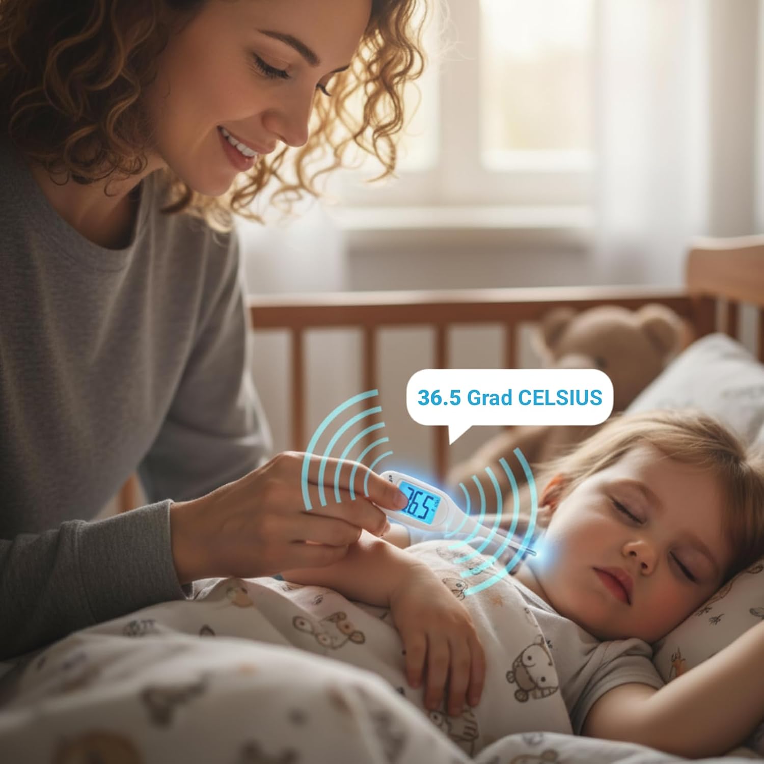 Sprechendes Fieberthermometer, Thermometer mit Sprachausgabe, Temperaturanzeige, ideal für Blinde, Sehbehinderte und Senioren, digitales Fiebermessgerät mit flexibler Spitze – Bild 3