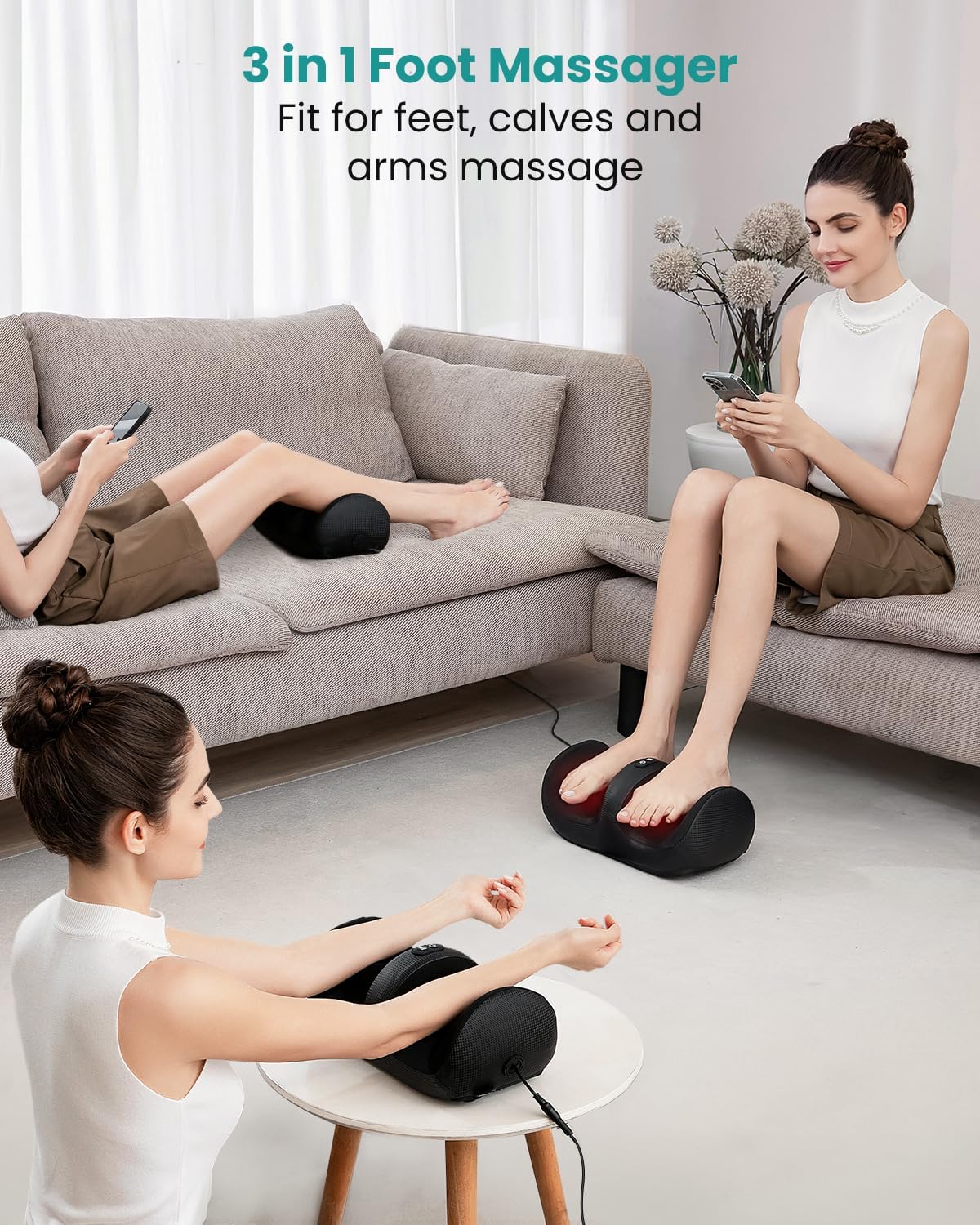 Nekteck Shiatsu-Fußmassagegerät mit Wärme – elektrisches Massagegerät mit Rolle gegen Schmerzen für eine bessere Durchblutung – ideal bei Neuropathie – Bild 3