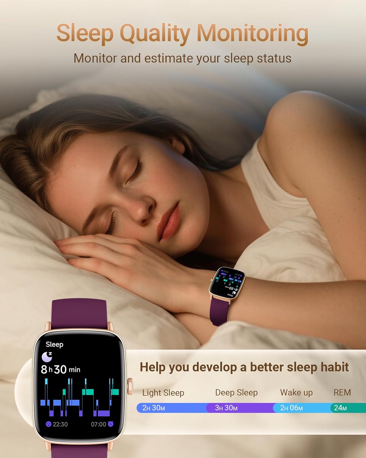 Smartwatch Damen Herren mit Telefonfunktion, 1,85 Zoll Fitnessuhr Smartwatch, 100+ Sportmodi, Fitnesstracker mit Herzfrequenz/SpO2/Schlafmonitor, Schrittzähler, IP68 wasserdichte Sportuhr für iOS Android – Bild 4
