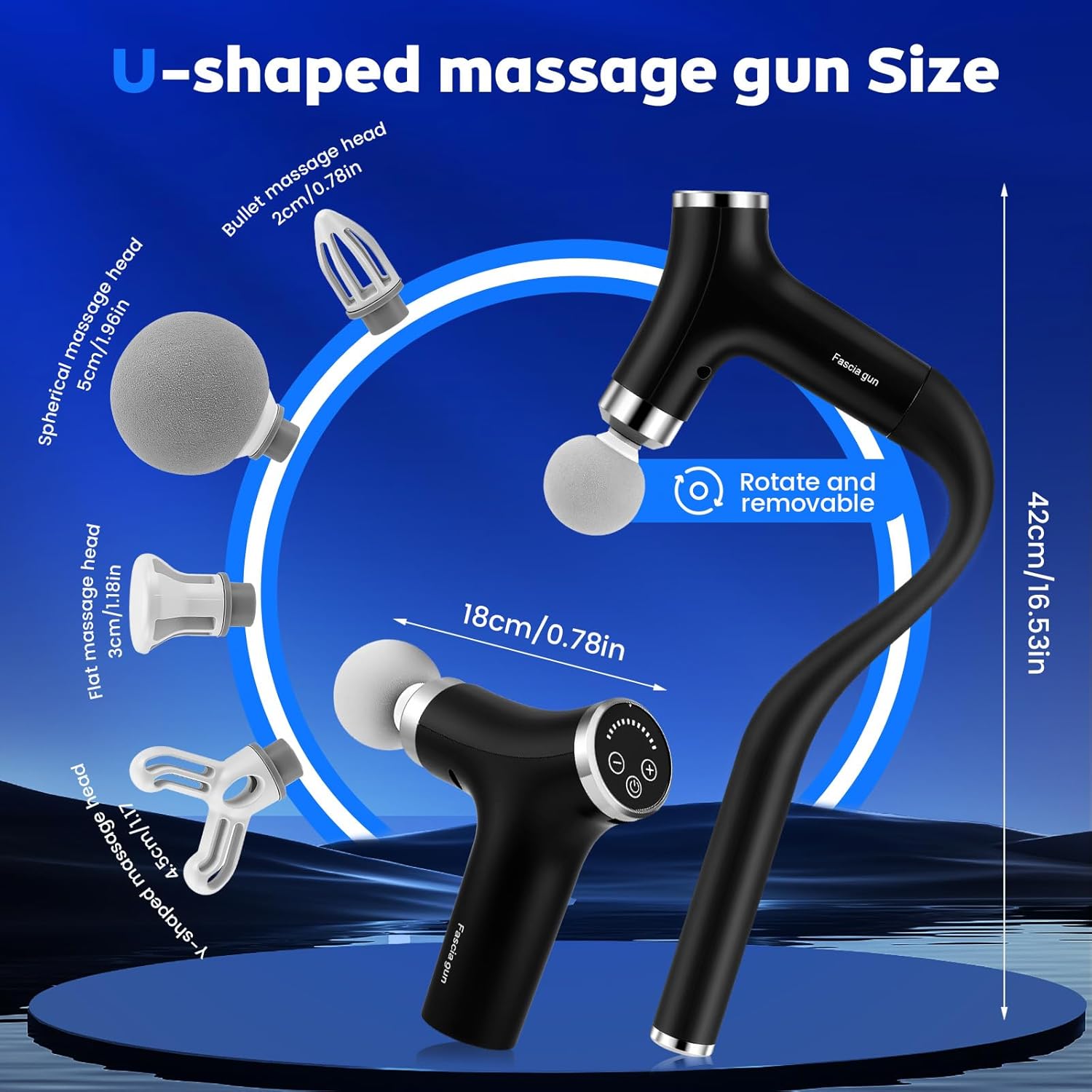 Massagepistole mit verlängertem Verlängerungsgriff, 8 mm Tiefenmassage, 4 Massageaufsätzen und 12 Geschwindigkeitsstufen, tragbares Muskel-, Nacken-, Schulter-, Rücken- und Beinmassagegerät zur Schmerzlinderung – Bild 2