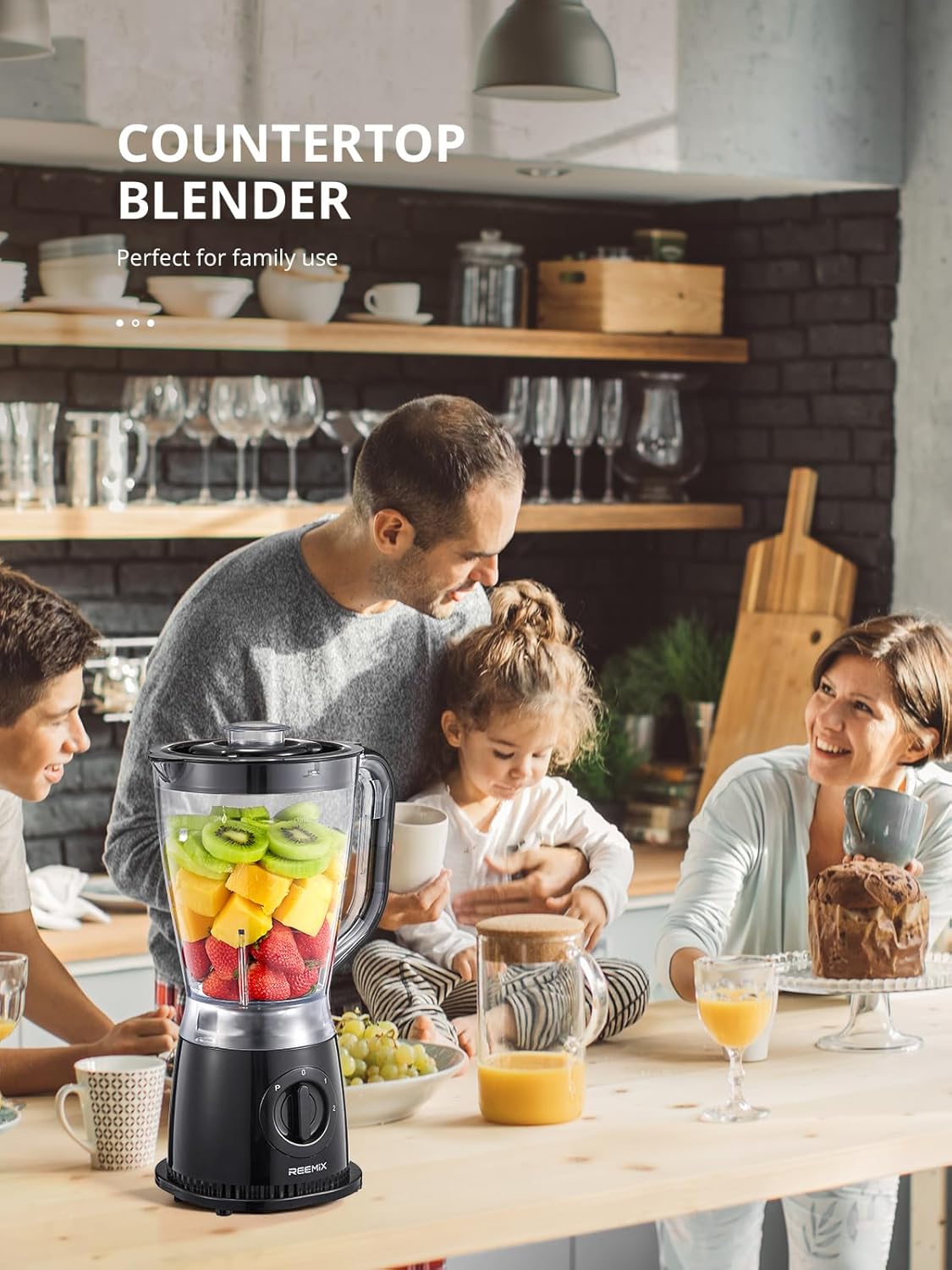 Standmixer 500 W, 1,5 L Mixer mit 2 Geschwindigkeitsstufen und Pulse-Funktion, Edelstahlmesser, abnehmbarer Deckel mit Messbecher, spülmaschinenfester Mixbecher für Smoothies und Shakes – Bild 8