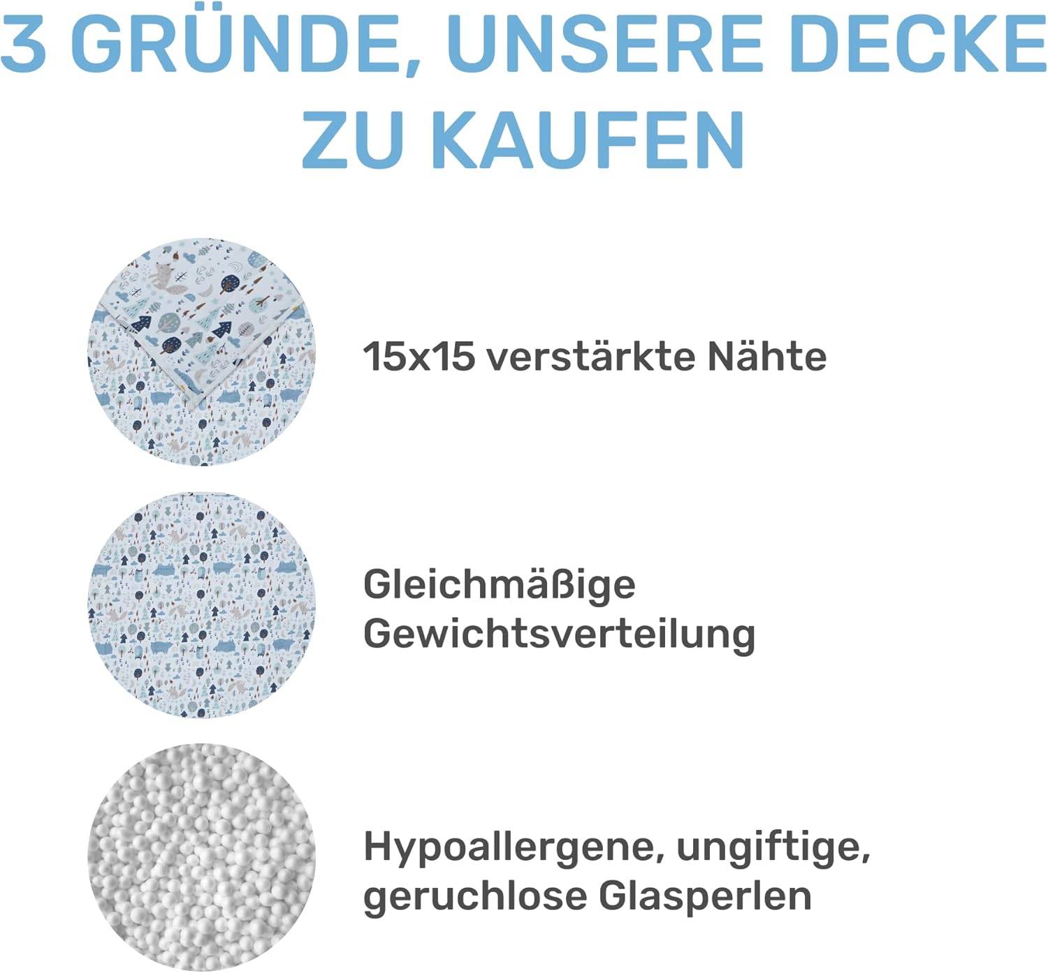 Dailydream Gewichtsdecke für Kinder, 90 x 120 cm, 2,5 kg, Weltraum-Motiv, 100 % Baumwolle mit Glasperlenfüllung, schwere Decke zum Schlafen, Gewichtsdecke, Therapiedecke, Körpergewicht 20–35 kg – Bild 3