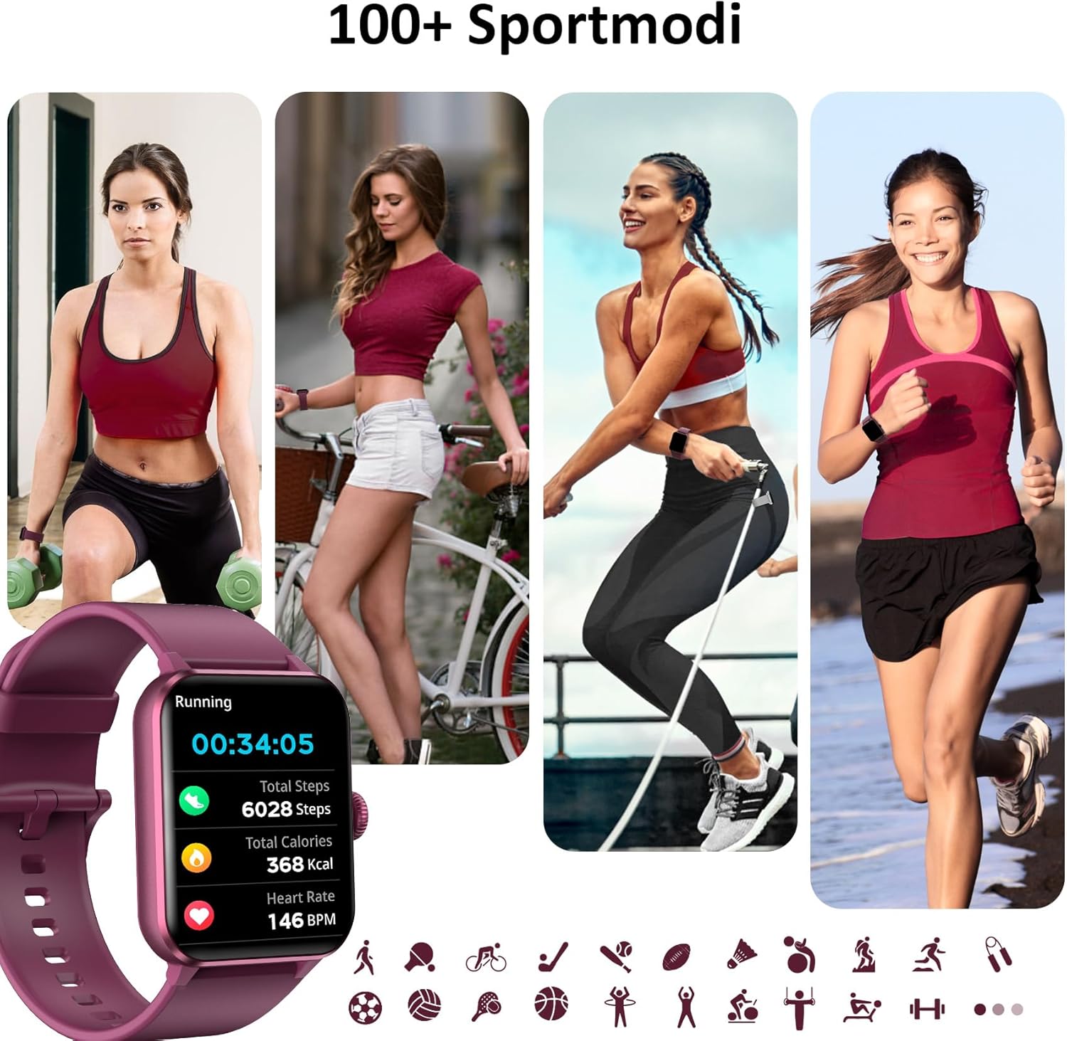 Blackview Smartwatch für Damen und Herren mit Telefonfunktion (Anrufe tätigen/empfangen)/Nachrichtenerinnerung, Sportuhr mit über 100 Sportmodi, Fitnessuhr, Herzfrequenz-Schlafmonitor, Schrittzähler, Smartwatch für Android iOS – Bild 2