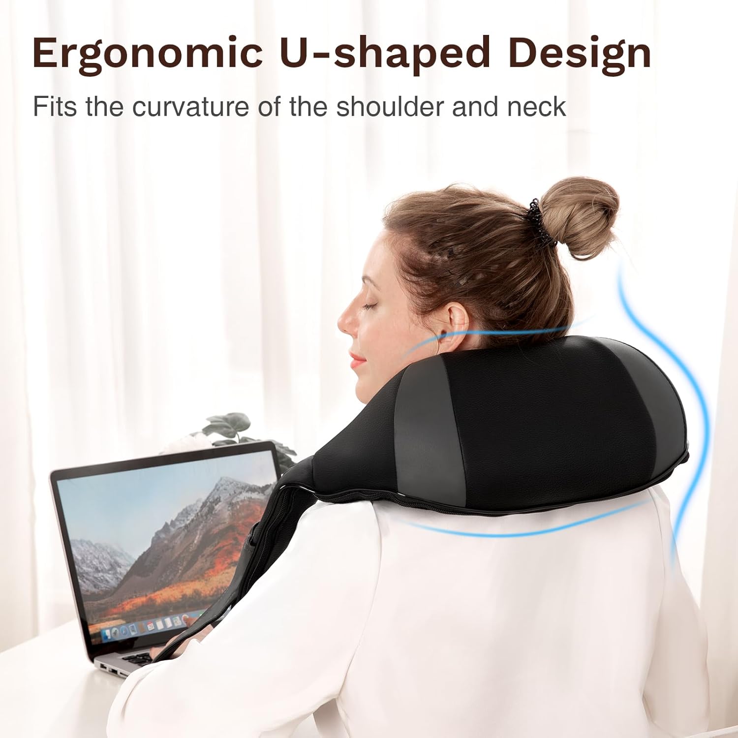 Nackenmassagegerät Schulter mit Wärme, elektrisches Rückenmassagegerät mit 3D-Rotationsmassage und einstellbaren Geschwindigkeiten für das Home Office – Bild 4