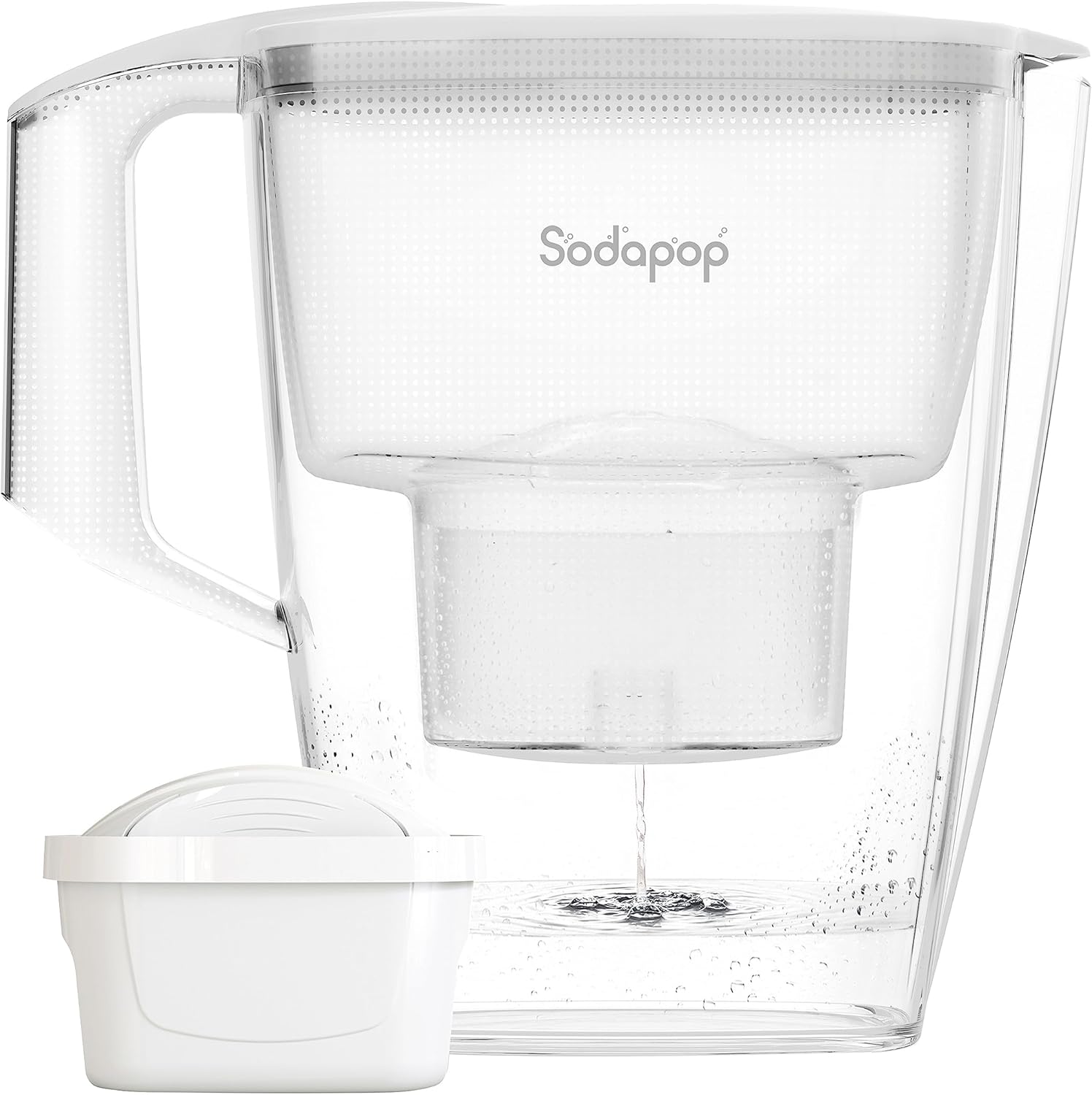 Sodapop Selina Wasserfilterkanne mit 1x Filterkartusche, 3 l Fassungsvermögen, spülmaschinenfest, weiß
