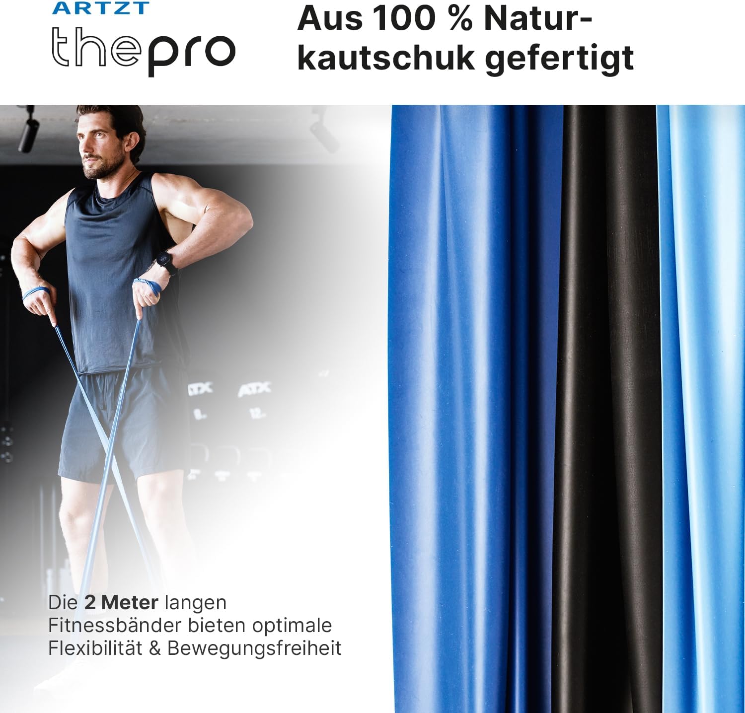 Fitnessband | Terrabänder Set 2 m | Gymnastikband | Fitnessband aus Naturkautschuk | Stretchband | Gummiband Fitness | Trainingsbänder Krafttraining, Therapie, – Bild 4