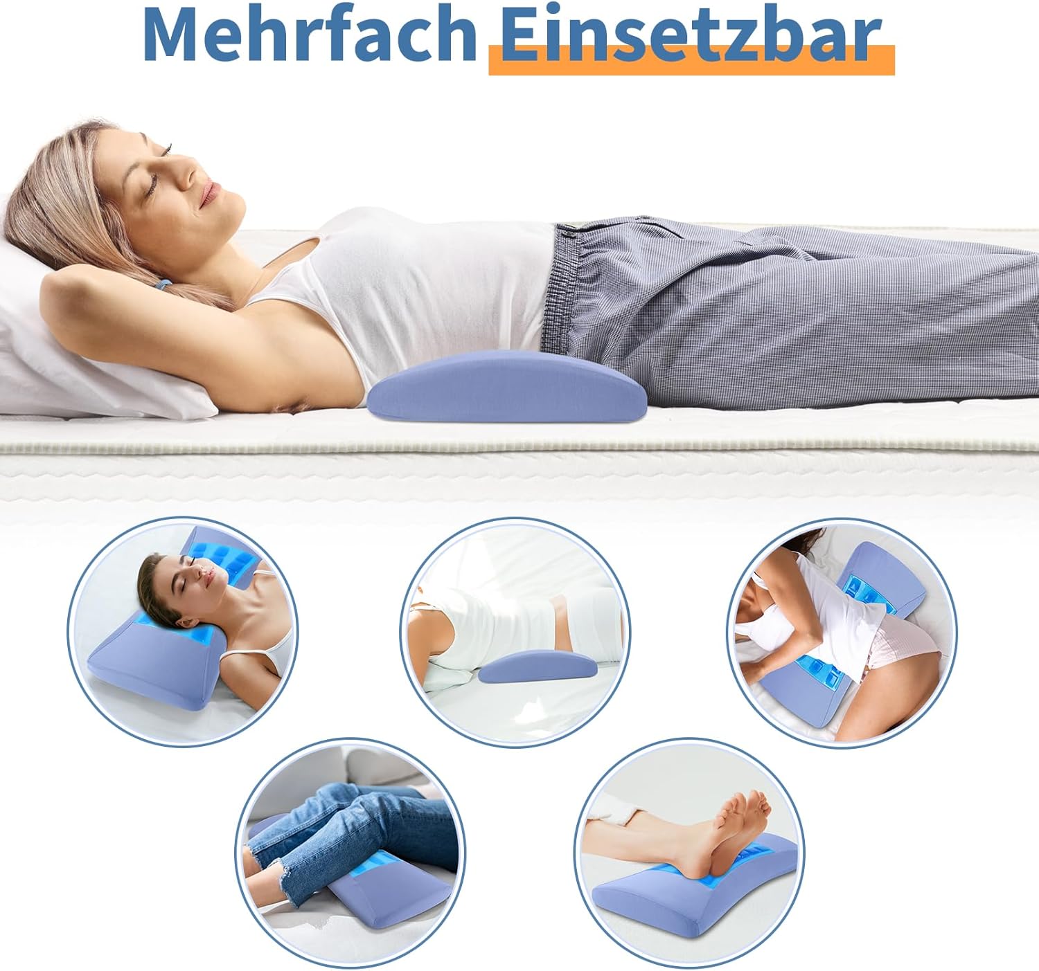Orthopädisches Lendenkissen mit kühlender Gelschicht, ergonomische Memory-Schaum-Rücken- und Lendenwirbelstütze für Bett und Sofa – Vorlagen für Entlastungskissen für den unteren Rücken – Bild 5