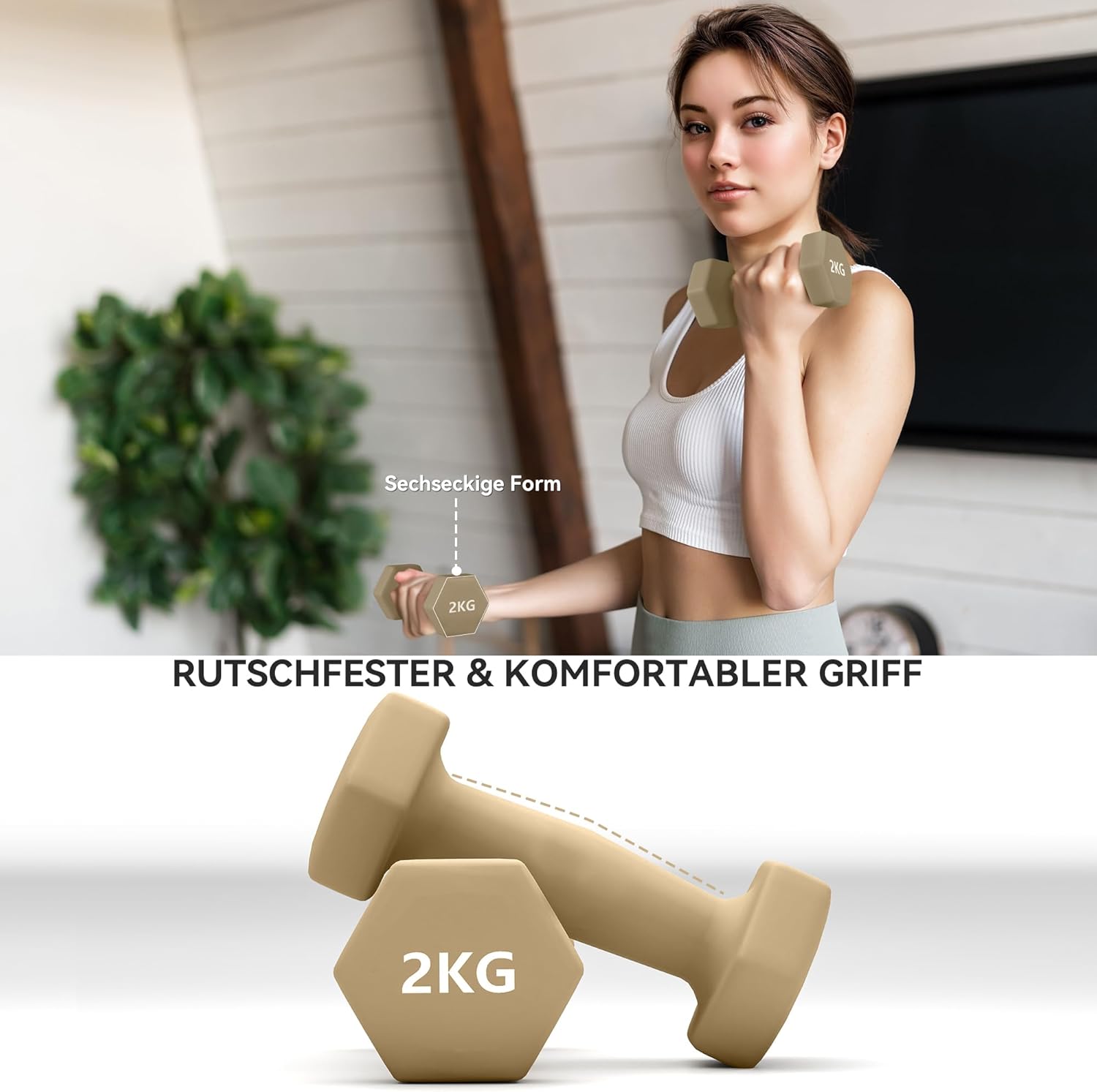 SPORTNOW Hantelset, 6er Set Hanteln mit Gewichten, Kurzhantelset aus Stahl, 1kg, 2kg Kurzhanteln für Männer und Frauen, Hantel Set für Zuhause, Fitnessstudio, Krafttraining – Bild 4