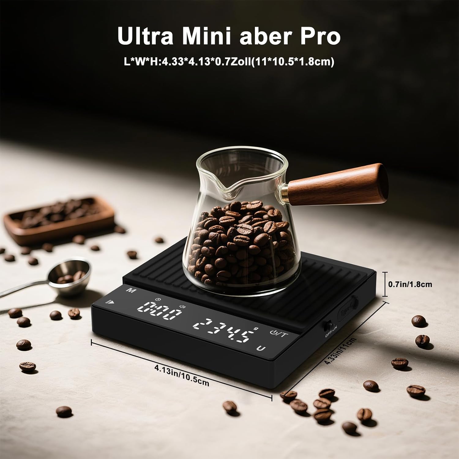 Diyife Wiederaufladbare Mini-Kaffeewaage mit Timer, tragbare Kaffeewaage, Heim-Espressowaage, Präzisionswaage, 2 kg, digitale Küchenwaage mit automatischer Zeitmessung, Touch-Bedienung – Bild 2