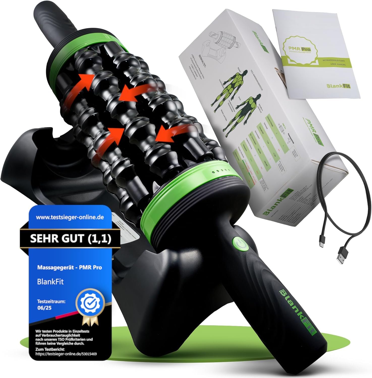 Elektrische Faszienrolle, Massagegerät Ganzkörper, Rollenmassagegerät, Anti-Cellulite, 5 in 1 + Freisprechstation, Tiefengewebe, 5 Stufen, Faszien, Stoßwellentherapie