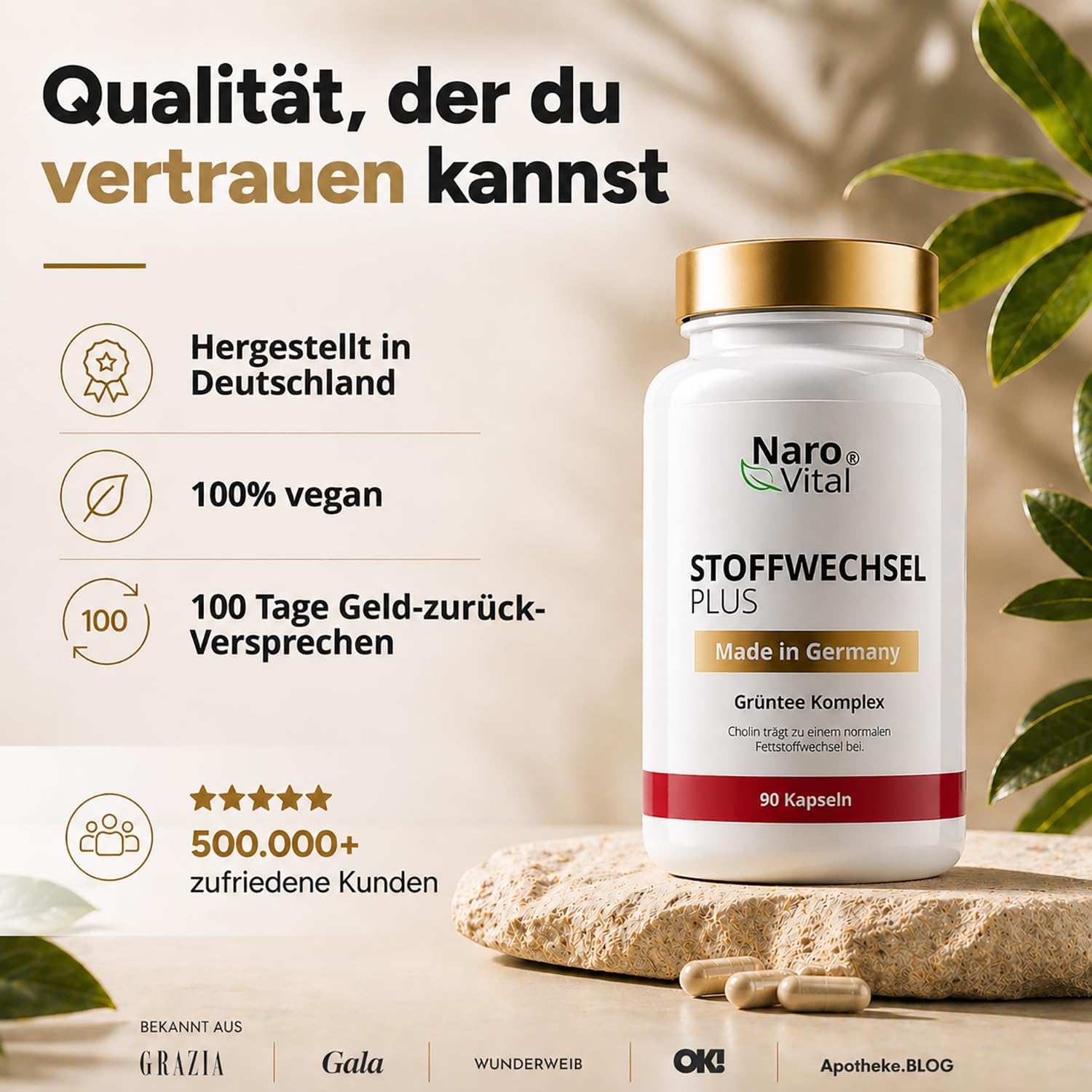 Stoffwechselbeschleunigender Schlankheitskomplex – hochdosiert mit grünem Tee, grünem Kaffee, Bittermelone, Guarana, Cholin und Ingwer – 90 vegane Stoffwechselkapseln – Tabletten zur Diätunterstützung – Bild 6