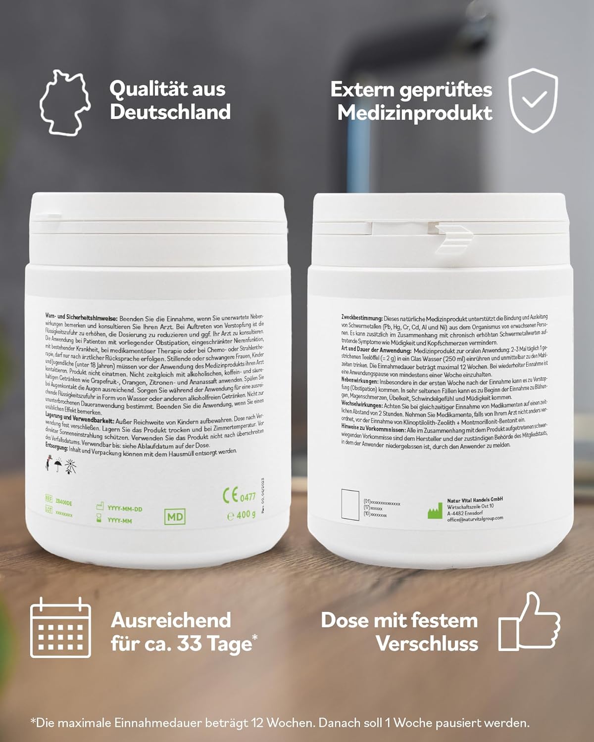 Zeobent MED Detox-Pulver 400g – Bild 6