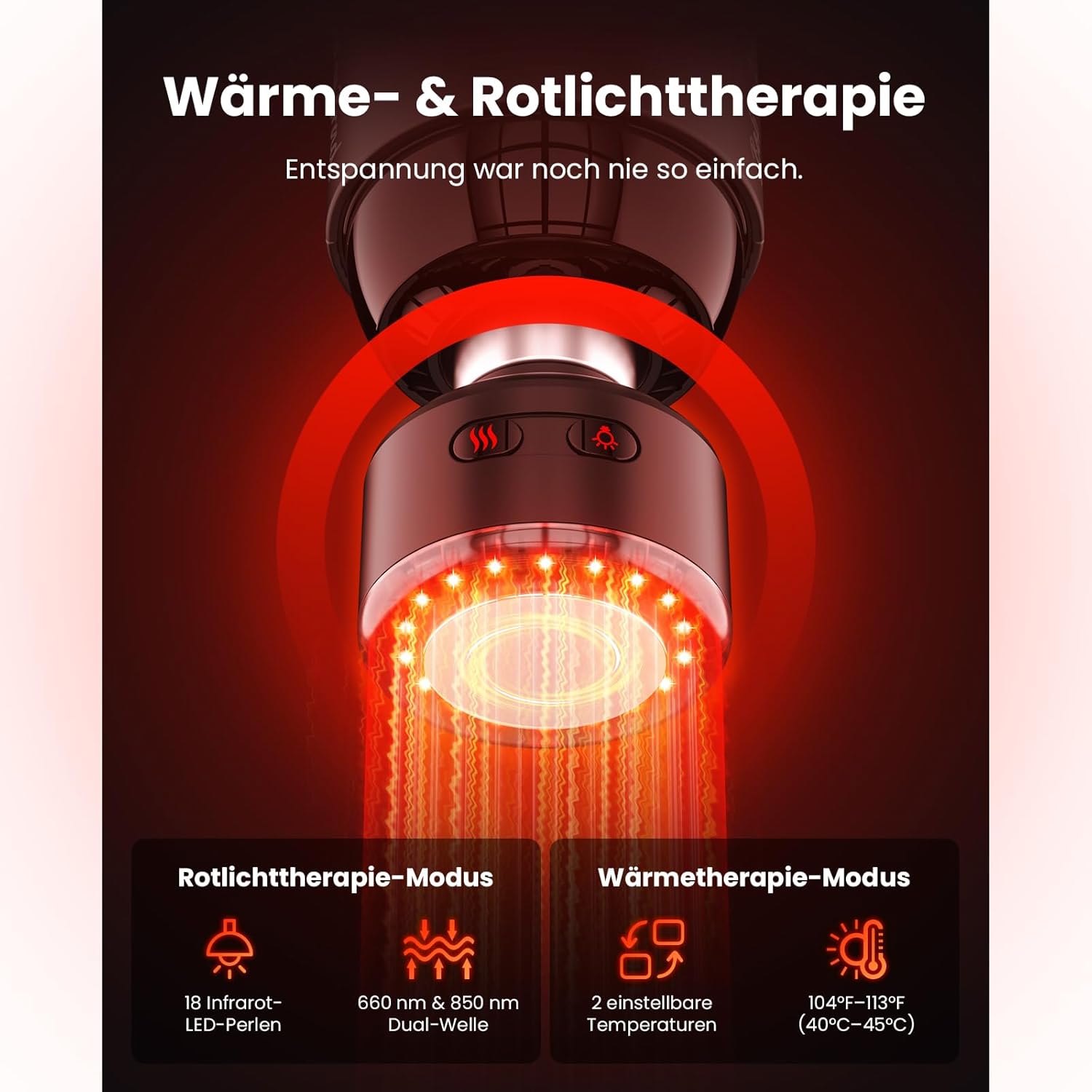 BOB AND BRAD T2 Ultra Massagepistole mit Wärme- und Rotlichttherapie, professionelles Tiefengewebemassagegerät für Sportler, tragbare Massagepistole zur Muskelregeneration, Geschenk für Männer, Frauen – Bild 3