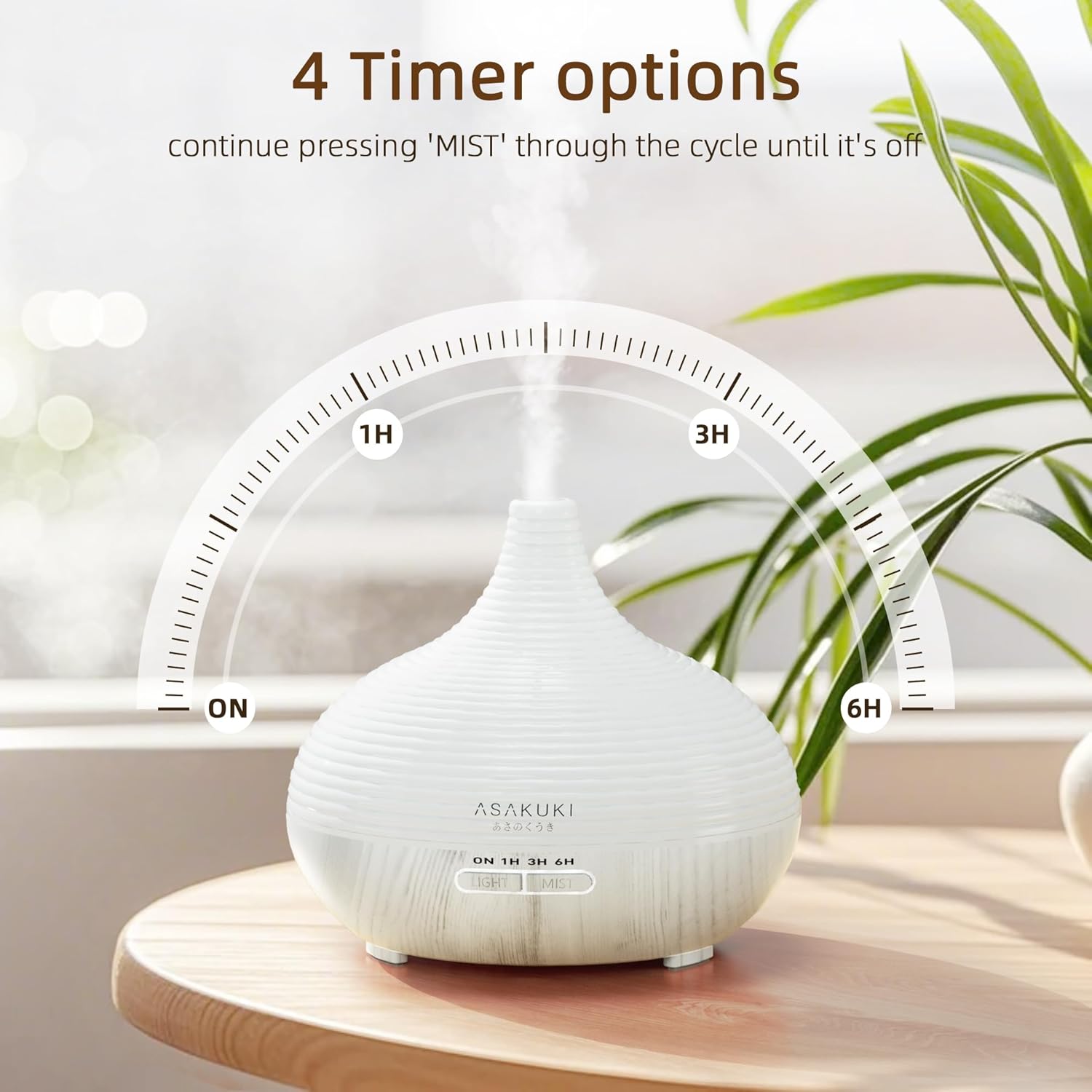 Asakuki Aromadiffusor für Duftöle, 300 ml Premium-Ultraschall-Luftbefeuchter für Aromatherapieöle mit 7-Farben-LED-Licht, BPA-frei für Schlafzimmer, Büro, Spa – Bild 5