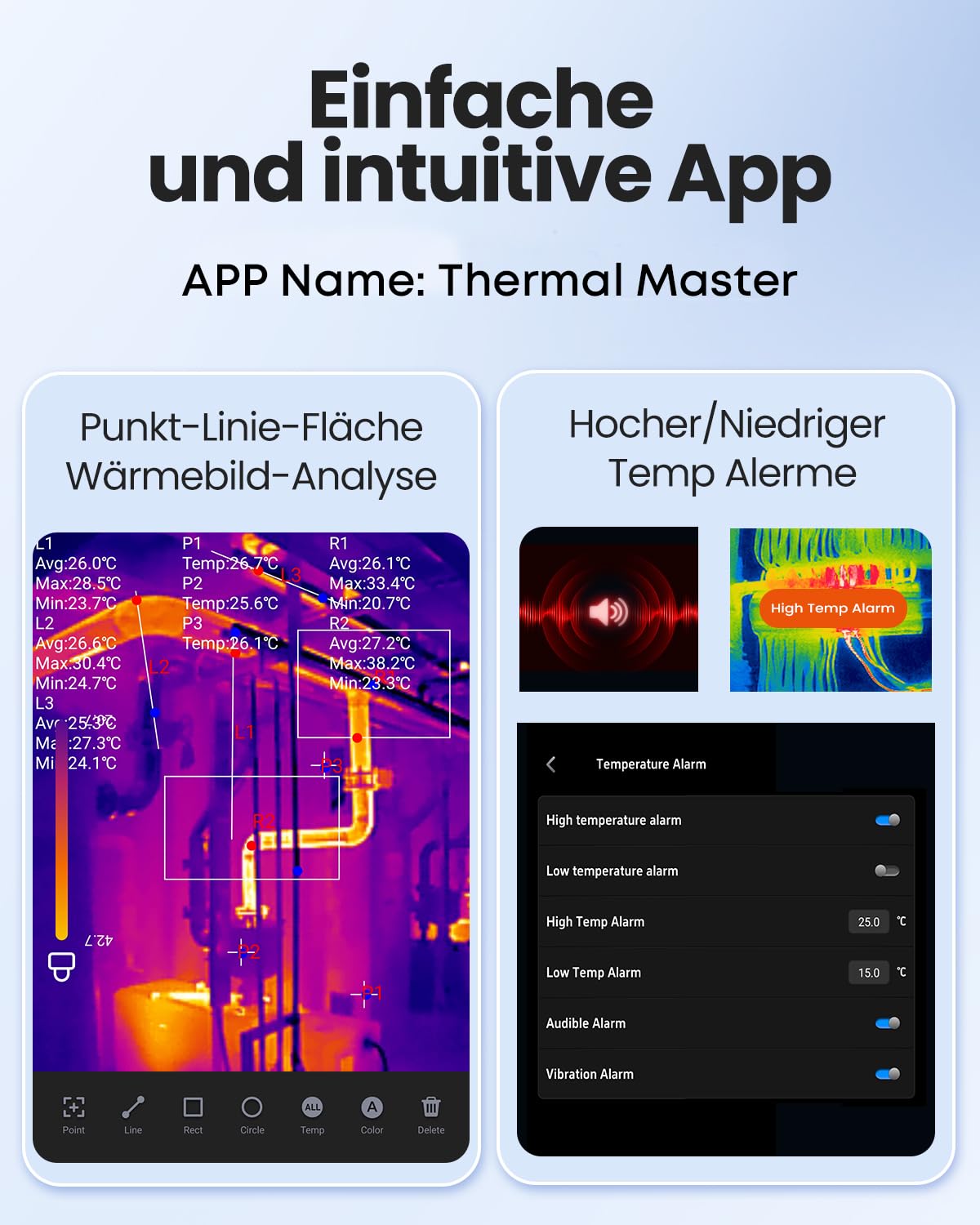 Wärmebildkamera Thermal Master P1 für iPhone 15/16 und Android, Infrarotkamera, Wärmebildkameras mit X³ IR-Auflösung, 320 x 240, -20 °C bis 600 °C, Hausinspektion, 15-facher Zoom – Bild 7