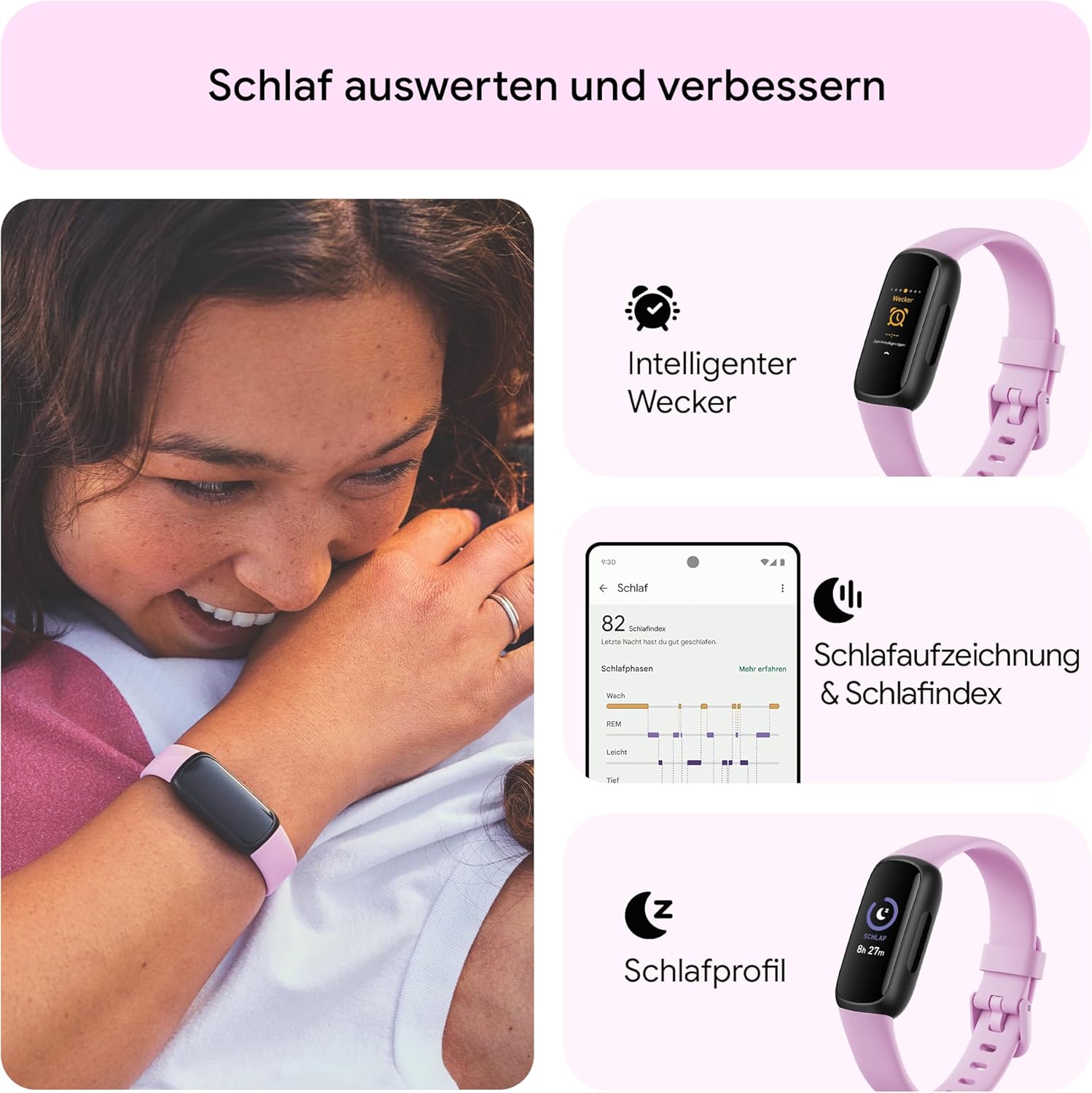 Fitbit Inspire 3 von Google, Gesundheits- und Fitness-Tracker Damen/Herren, Herzfrequenzmesser, Stressmanagement, Schlafanalyse & bis zu 10 Tage Akkulaufzeit, Fitnessuhr kompatibel mit Android/iOS – Bild 6