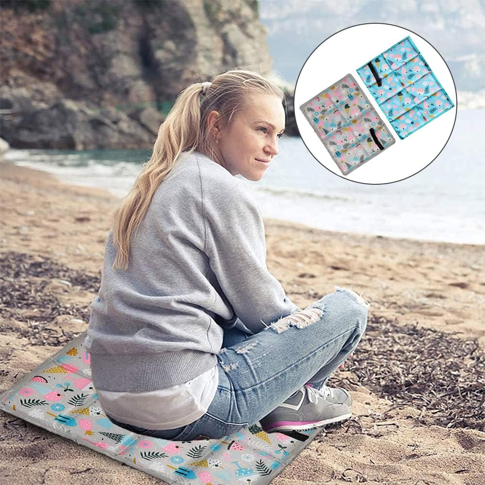 Anyingkai 2 Stück Sitzkissen Outdoor, faltbar, Sitzpolster, Outdoor, Kindersitzkissen, Wandern, wasserdicht, mit 2 Aufbewahrungstaschen für Spielplatz, Camping, Wandern, Picknick – Bild 7