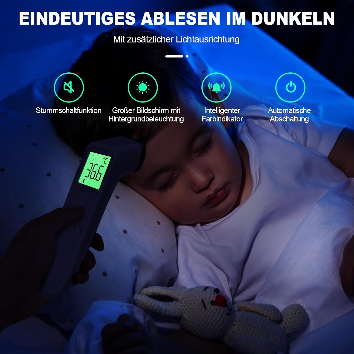 Fieberthermometer, kontaktloses Stirnthermometer, digitales Infrarot-Thermometer für Babys und Erwachsene mit sofort genauen Messwerten, Fieberalarm, LCD-Display und 35 Speicherabrufen (Creme) – Bild 6