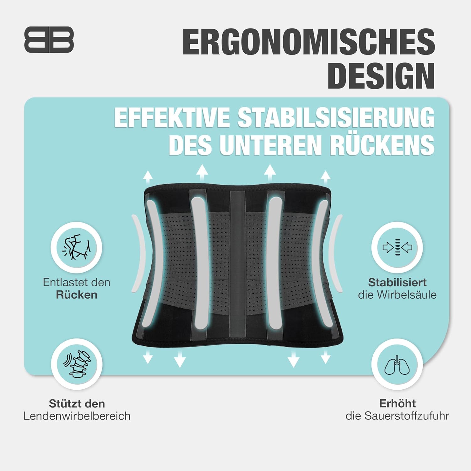 BACK BODYGUARD Rückengurt – Innovative Lordosenstütze – Rückenbandage entlastet den Rücken – Nierengurt zur Rückenunterstützung – 3 Größen (L, Schwarz) – Bild 2