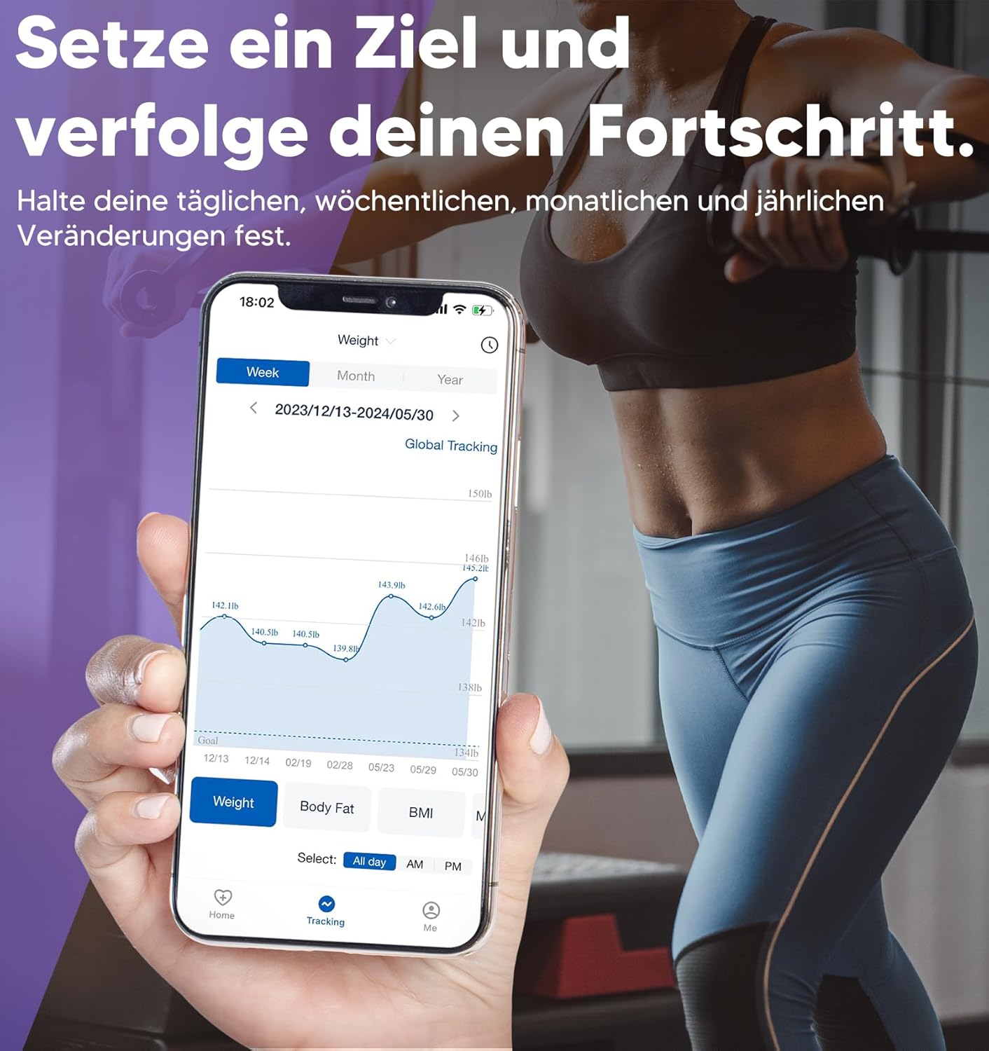 GE Körperfettwaage Smart Scales People: Digitale Waage mit Körperfett und Muskelmasse, 8 Elektroden, Körperfettwaage mit Handsensoren, BMI, Körpergewicht, Muskelmasse-Analysegerät, 180 kg / 400 lbs – Bild 7