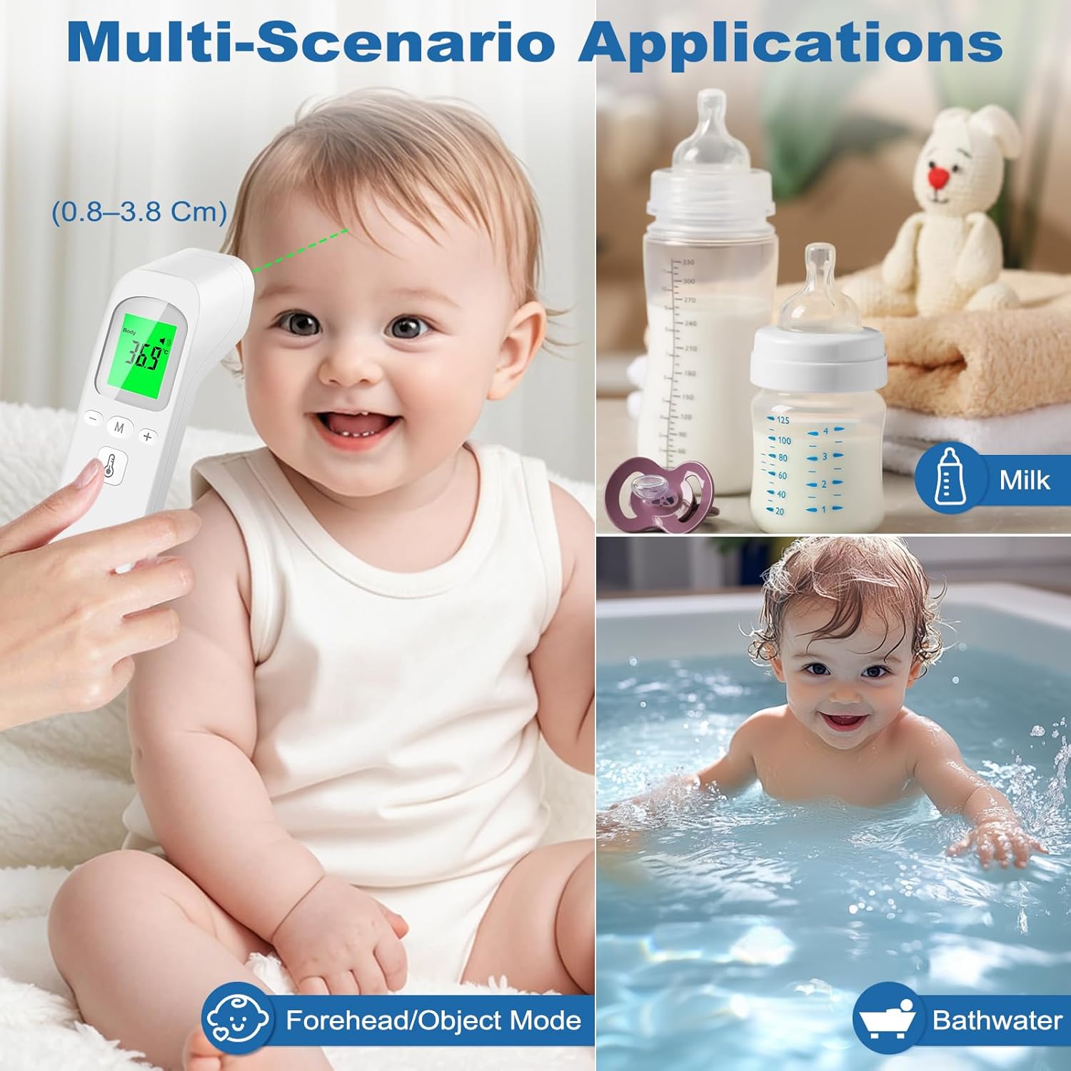 Fieberthermometer für Baby, Kinder, Erwachsene, Infrarot-Thermometer, Fieber-Stirn, digitales kontaktloses Stirnthermometer, digitales Infrarot-Thermometer, Neugeborene mit Fieberalarm, LCD-Display – Bild 4