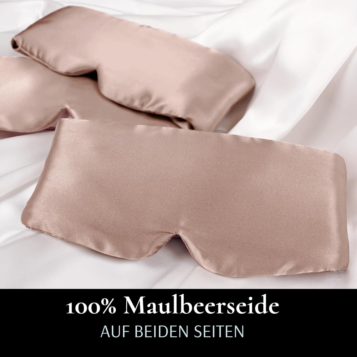 Zenssia Schlafmaske aus Seide für Damen und Herren, vergrößerte und verbreiterte Augenmaske mit verstellbarem Klettverschluss für tägliche Ruhe und kurze Pausen auf Reisen, Kamel – Bild 2