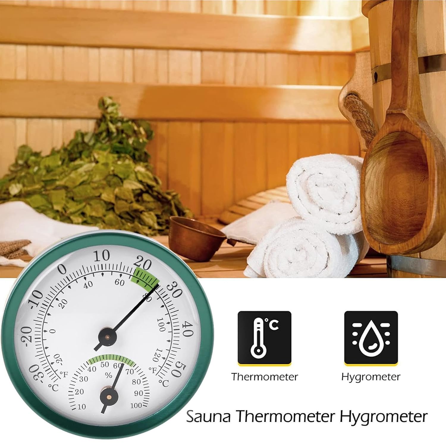 Außen-Terrassenthermometer – Luftfeuchtigkeits-Hydrometer für Zuhause, Doppel-Hand-Hygrometer, kabelloses Wandthermometer, Schimmeltest-Set, Innen-Humidor-Feuchtigkeitsmonitor – Bild 4