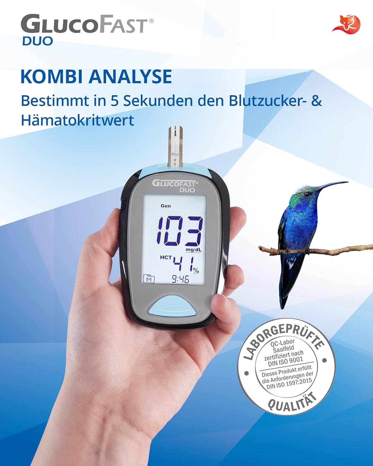 Duo-Blutzuckermessgerät-Starterkit – inklusive 10 Teststreifen und Lanzetten | Diabetes-Messgerät zur Mg/DL-Messung | Präzise und einfach zu bedienen – Bild 2
