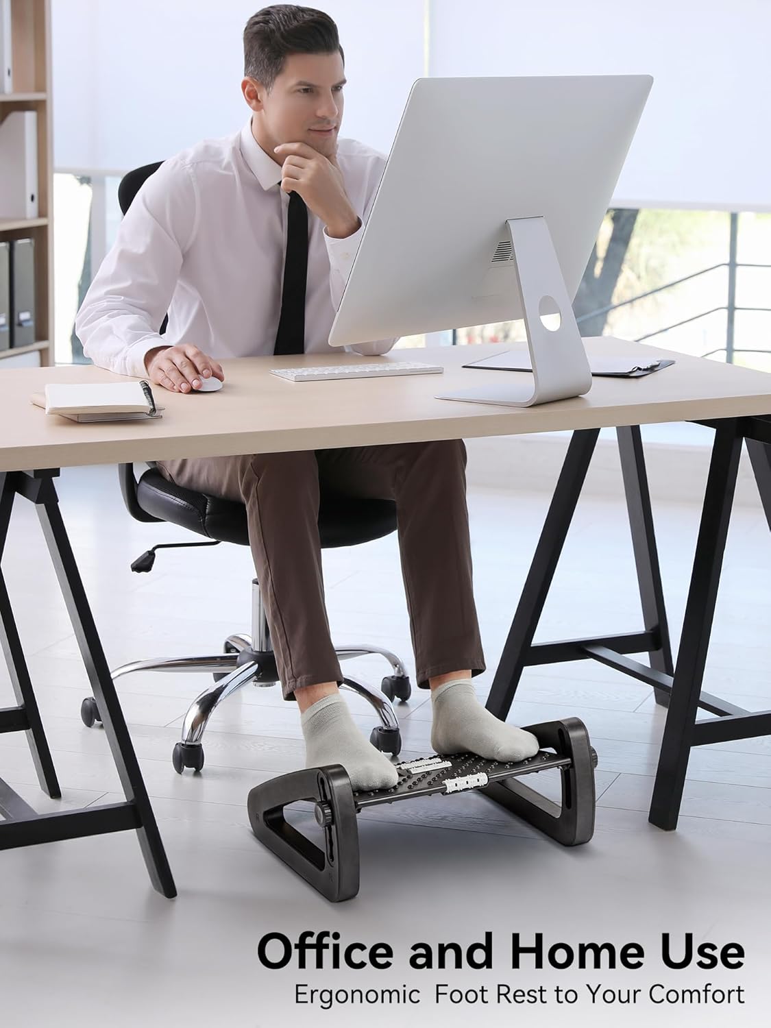 HEETA Fußstützen-Schreibtisch, höhenverstellbarer Fußhocker, ergonomische Fußstütze mit Massagefunktion für Büro und Zuhause – Bild 2