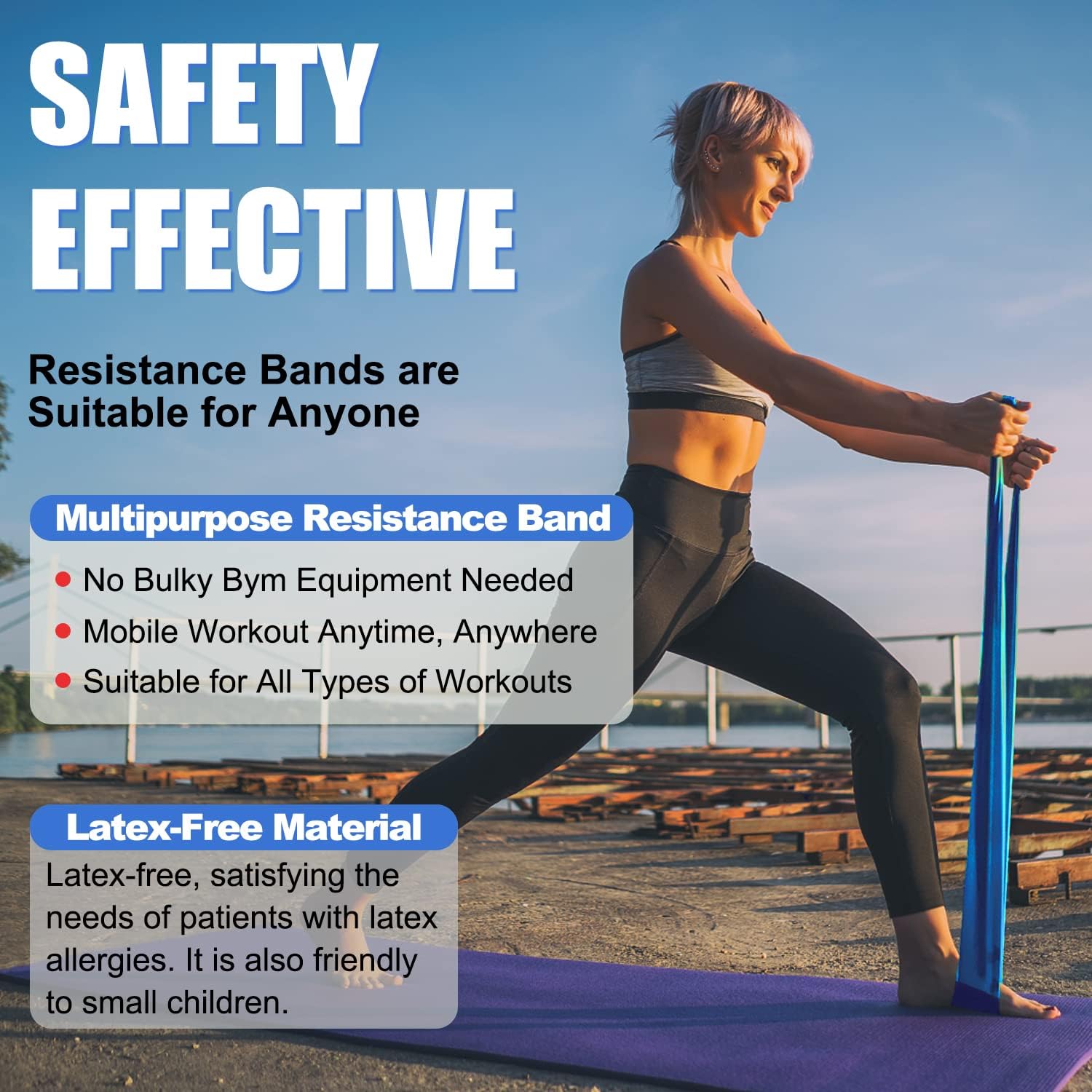 Widerstandsbänder 3er-Set, Fitnessbänder mit 3 Widerstandsstufen, Widerstandsbänder, Übungsbänder mit Tragetasche, ideal für Yoga, Pilates – Bild 4