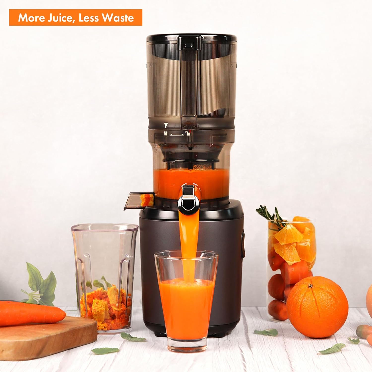 Kuvings Slow Juicer AUTO6 | Entsafter Gemüse und Obst, Elektrische Kaltpresse, Ruhiger Motor, Leicht zu Reinigen, Saft & Sorbet, 1.7L, BPA Frei, Schlankes Design, 200 Watt (Matt Gunmetal)_KHS-660SE – Bild 6