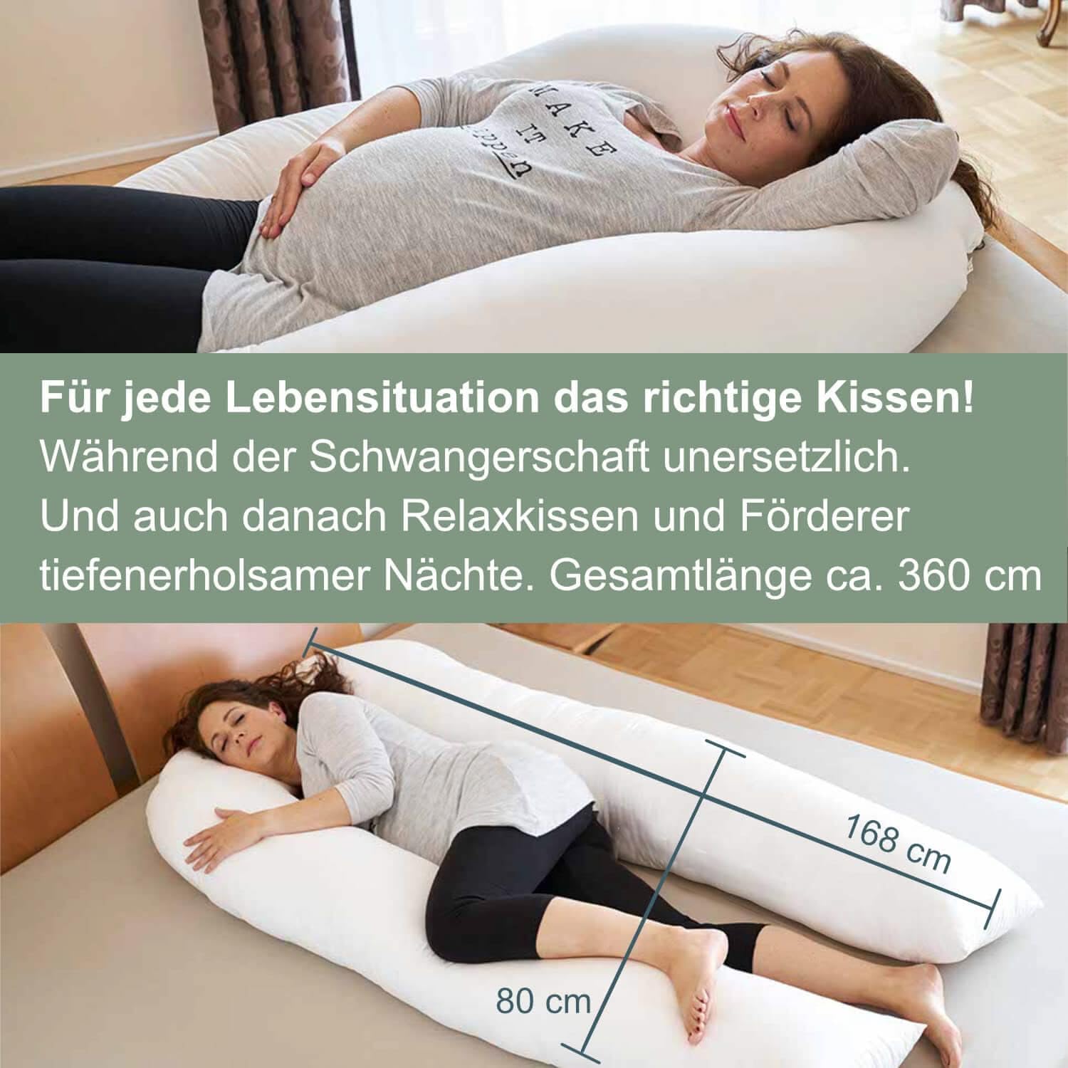Traumreiter Jumbo Seitenschläferkissen XXL, Schwangerschaftskissen zum Schlafen, XXL Stillkissen für Seitenschläfer, Komfortkissen, U-förmiges Kissen, Körperkissen, Schlafkissen (ohne Bezug) – Bild 7