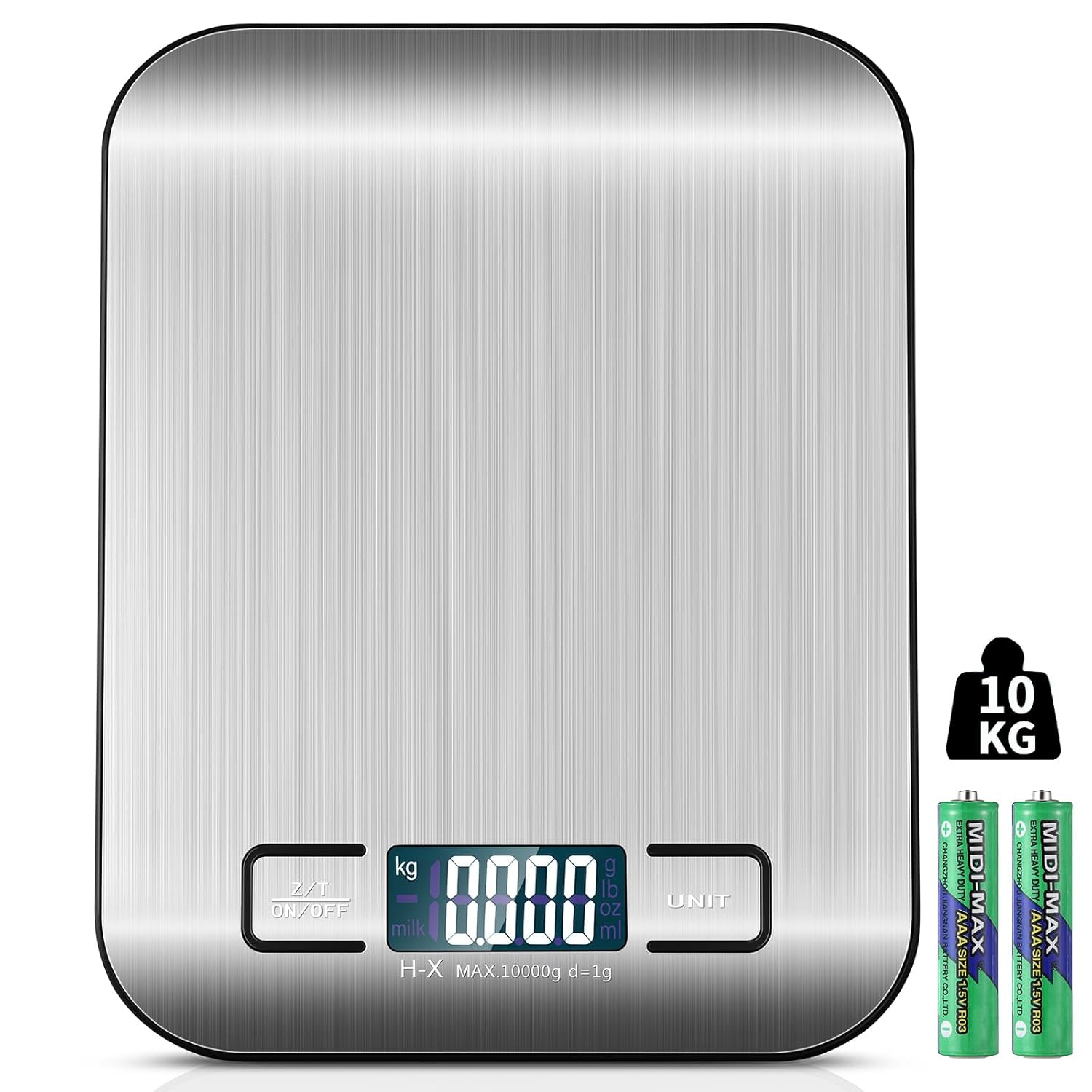 Digitale Küchenwaage mit LCD-Display und Tara-Funktion, präzise 1-g-Messung zum Backen und Kochen, Silber