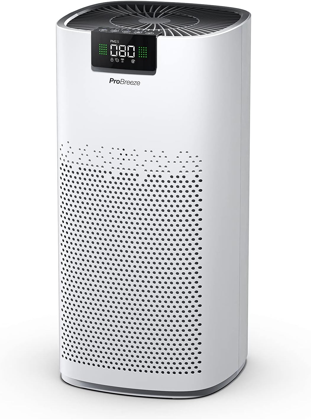 Pro Breeze Luftreiniger Hepa 13 Filter mit UV-C-Lampe, Luftionisator & Aktivkohlefilter, CADR 460 m3 – Luftreiniger mit Luftqualitätsmessgerät für große Räume bis 140 m² – bis zu 99,95 % Filterleistung