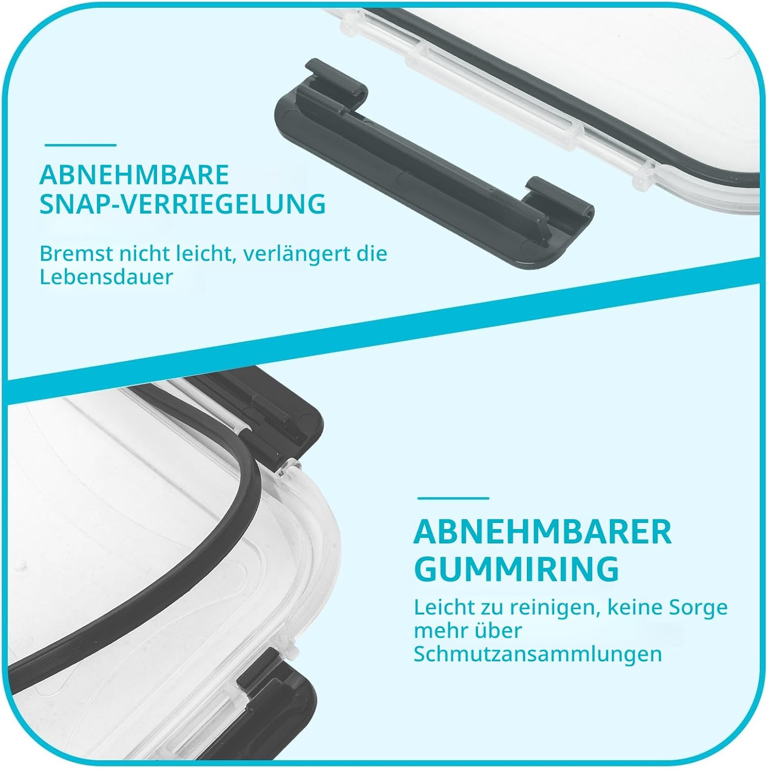 Skroam Frischhaltedosen aus Glas, 20 Stück, 640 ml (10 Behälter + 10 Deckel) – Meal-Prep-Boxen für Lebensmittel – transparente Deckel – für die Küche zu Hause oder im Restaurant – Bild 2