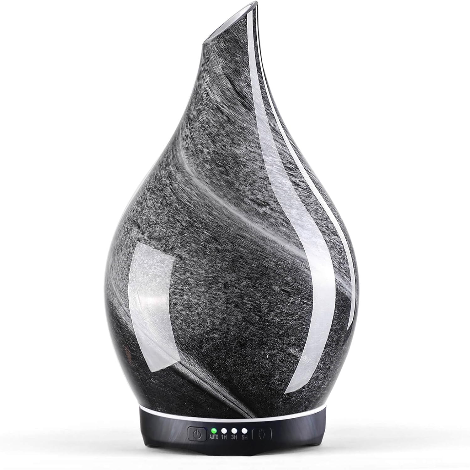 Porseme Aromadiffusor 280 ml, Luftbefeuchter aus mundgeblasenem Glas, Ultraschall-Aromatherapie-Öldiffusor mit 7 farbigen LED-Lichtern, Diffusor für ätherische Öle mit Timer, BPA-frei für Zuhause (Obsidian)